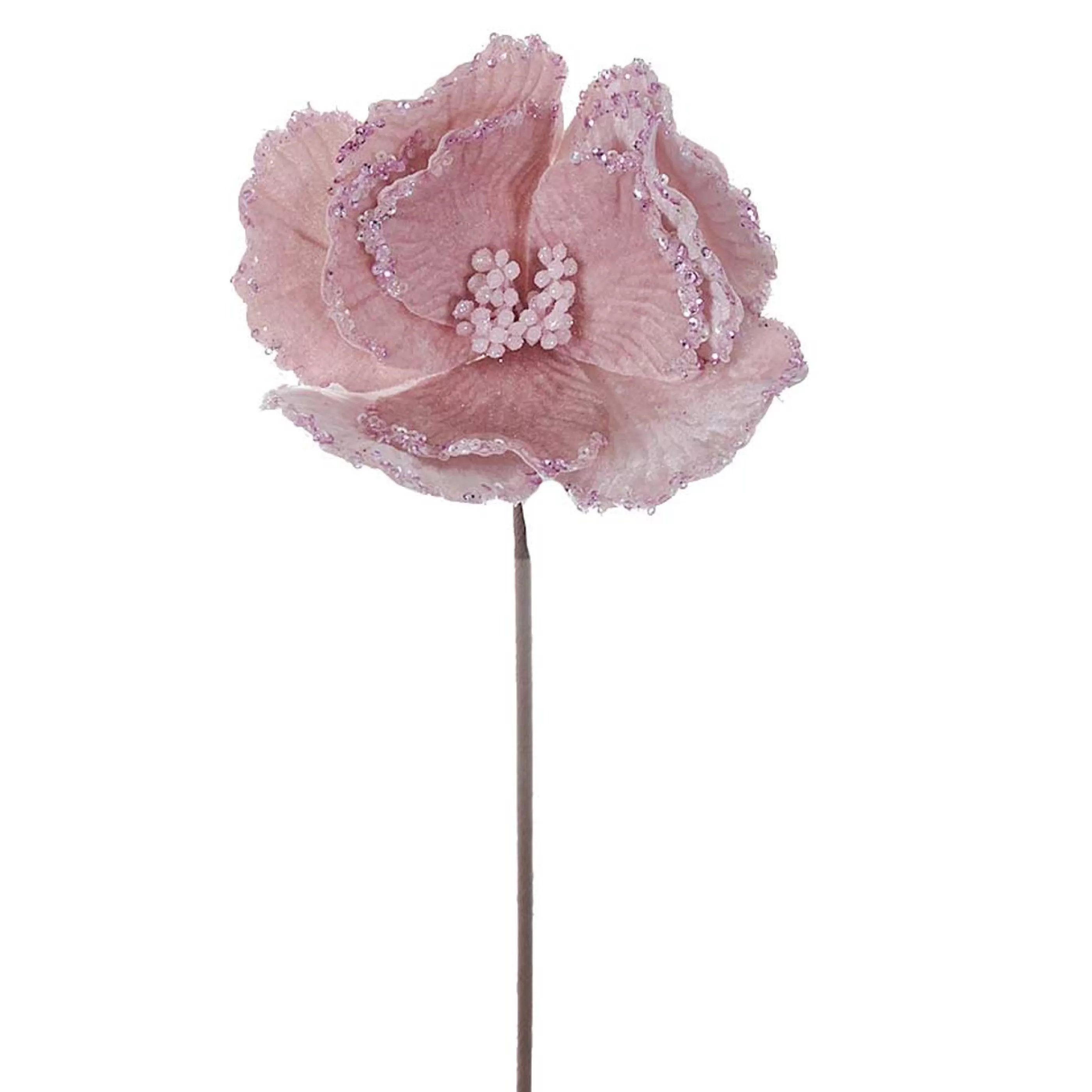 * Floristry | Pink Velvet Magnolia With Glittered Edge - 22Cm