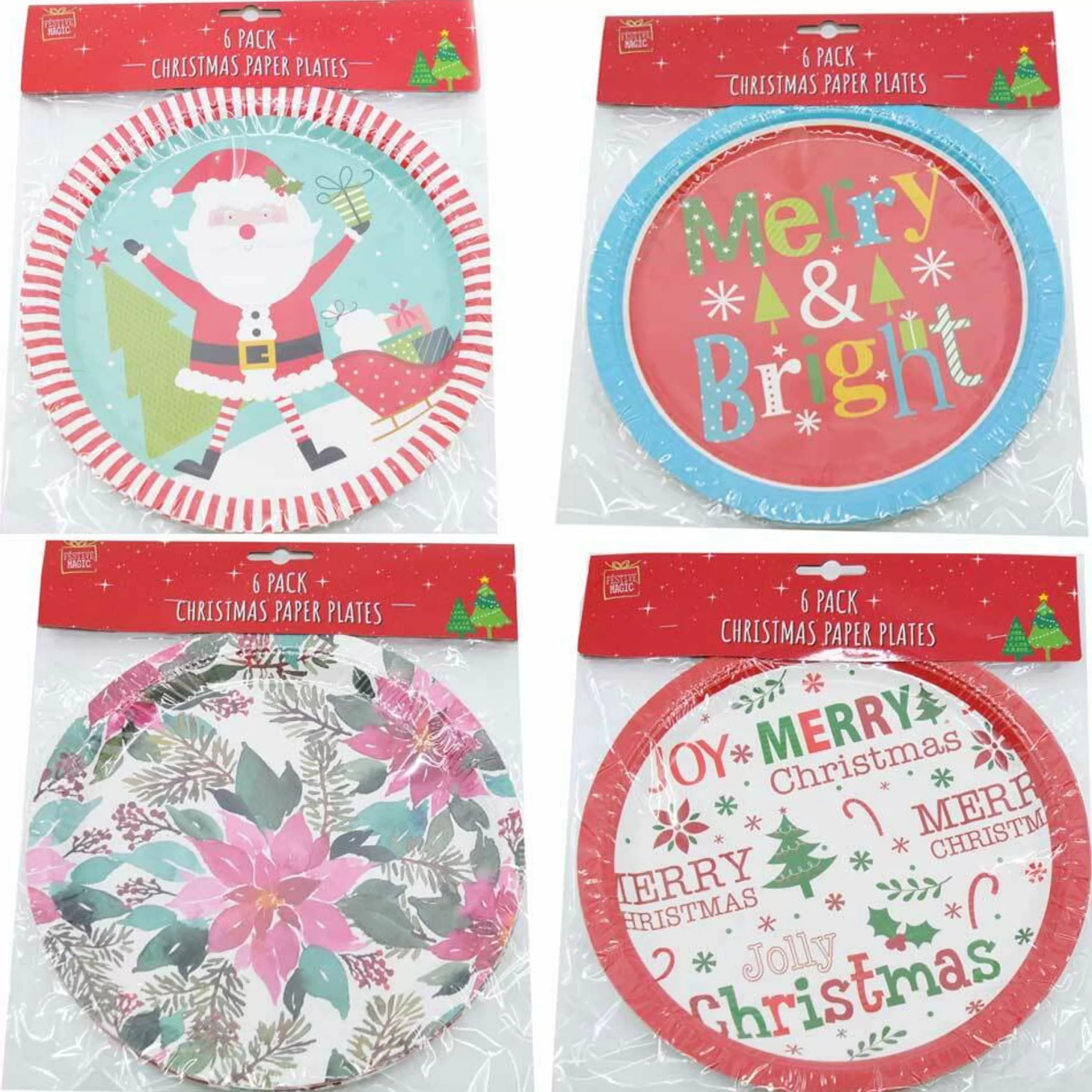 Flash Sale * Plates Printed Designs (4 Styles / Pack Of 6) - 23Cm