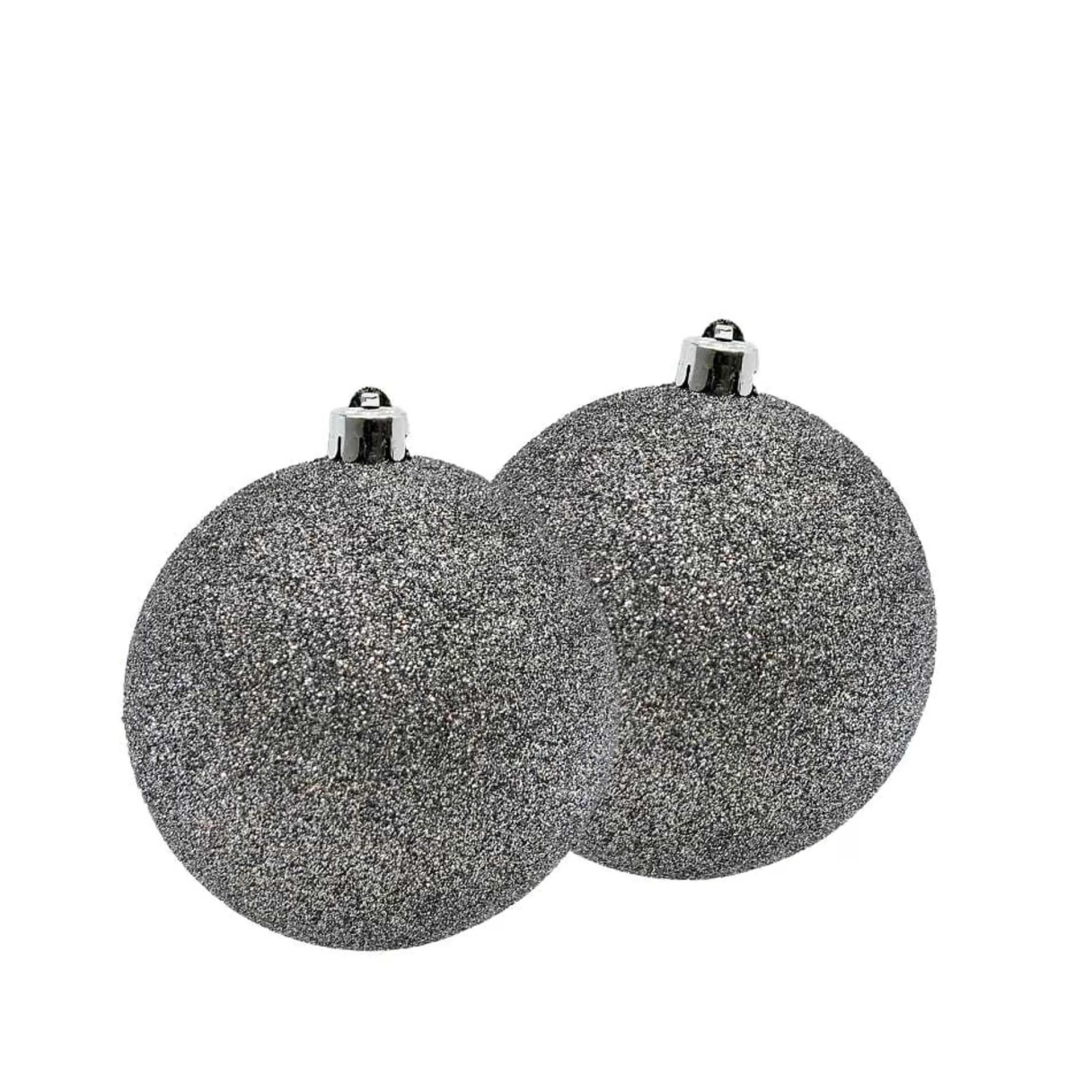 * Hanging Christmas Baubles | Platinum Glitter Baubles (4Pk) - 100Mm