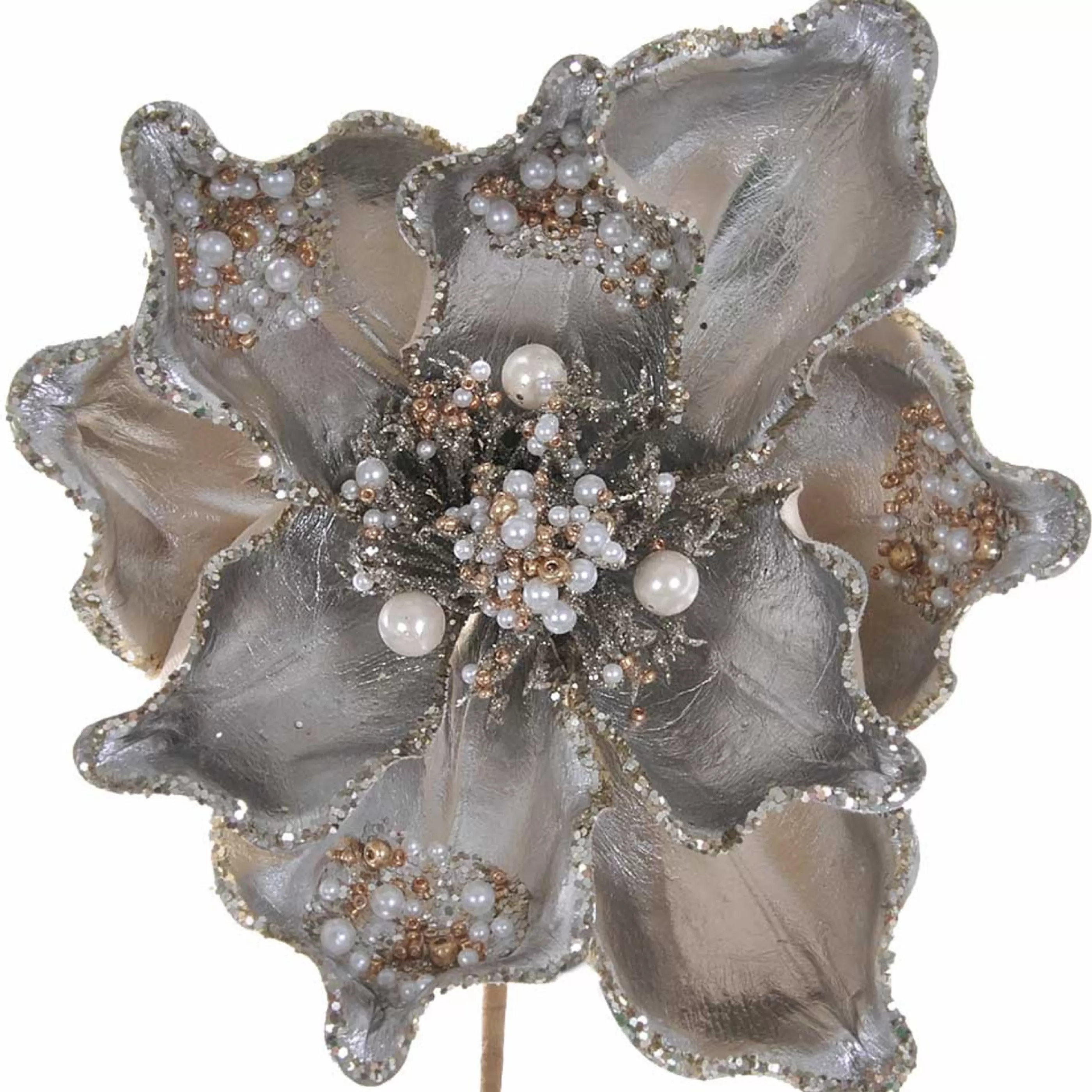 * Floristry | Platinum Magnolia With Jewelled Centre - 20Cm