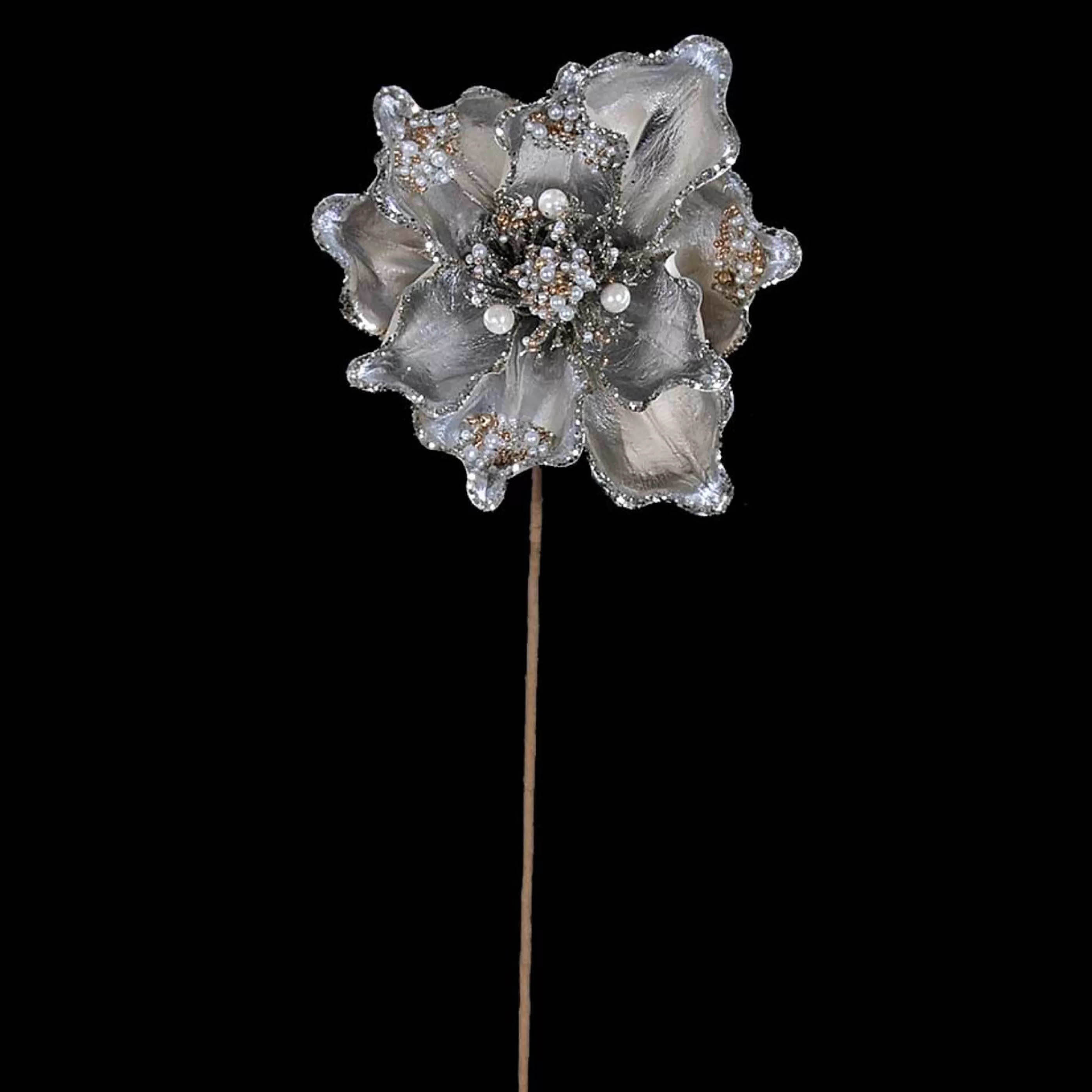 * Floristry | Platinum Magnolia With Jewelled Centre - 20Cm