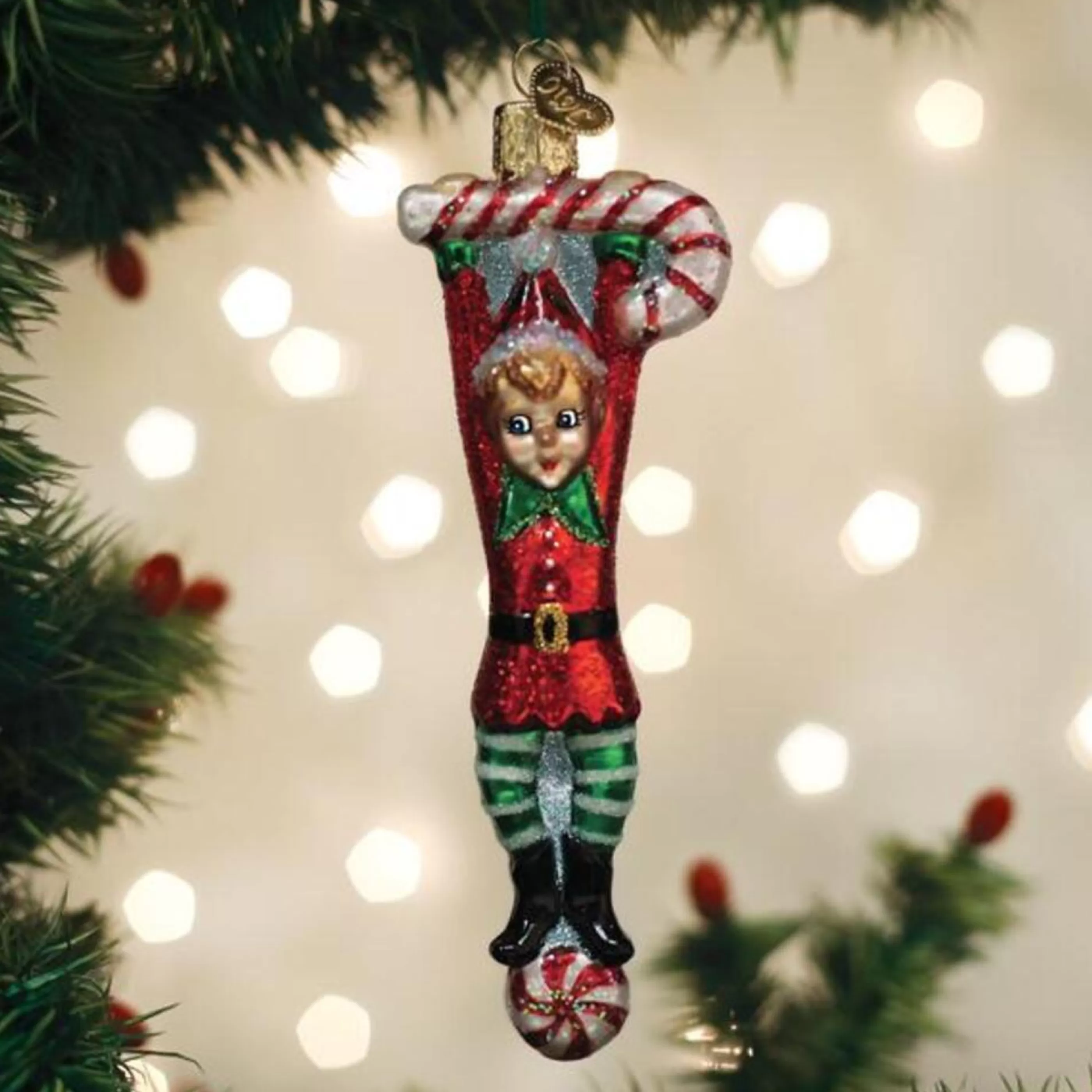 Old World Christmas Glass Glass Ornaments | Playful Elf Glass Ornament - 13.5Cm