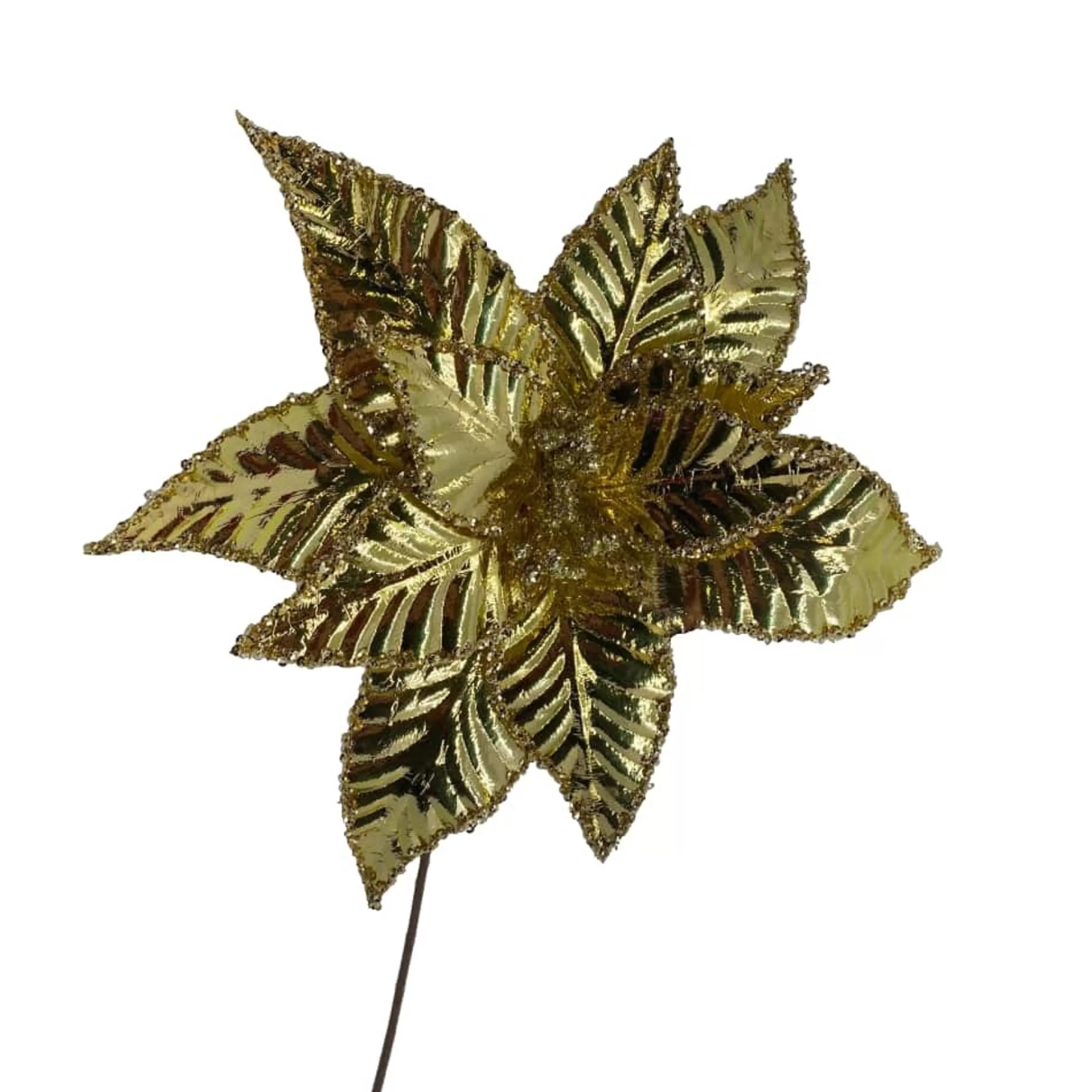 * Poinsettia Decorations | Poinsettia Gold Metallic - 32Cm