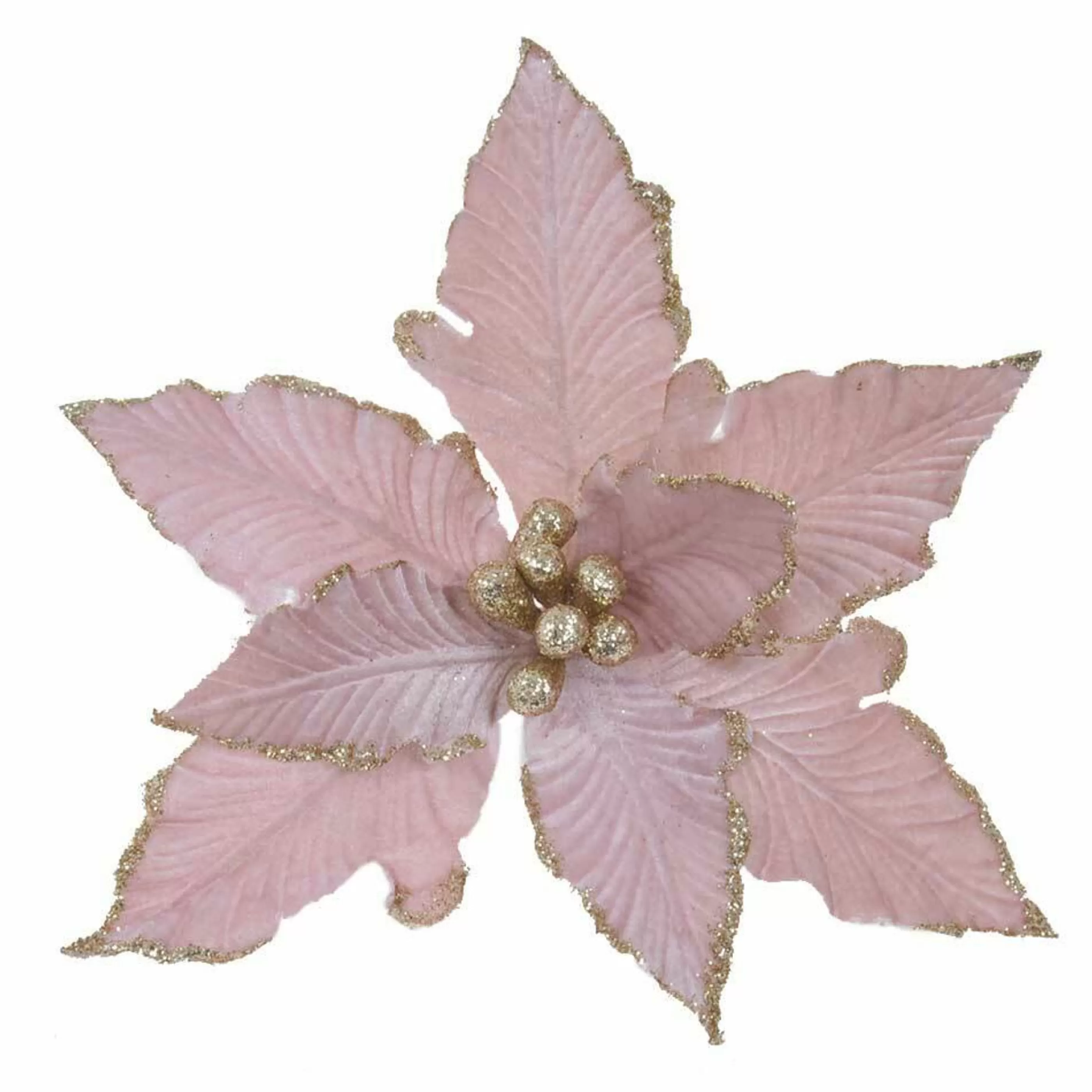 * Poinsettia Decorations | Poinsettia Pink With Clip - 30Cm