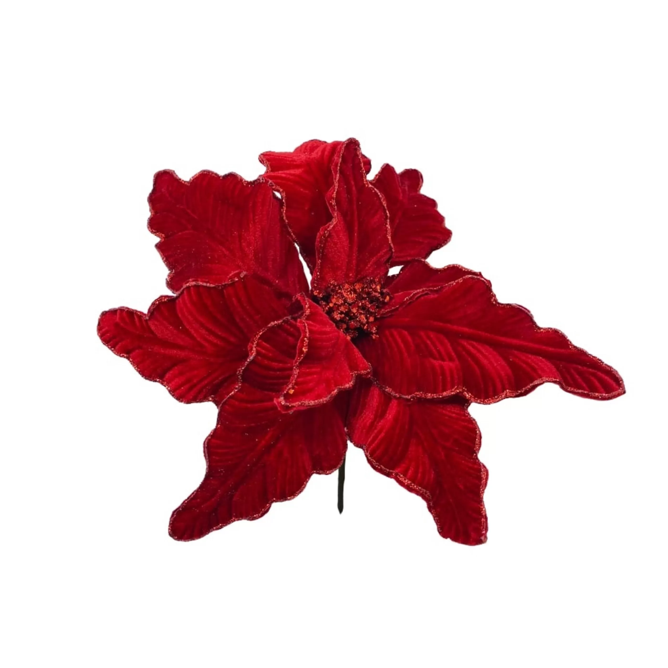 * Poinsettia Decorations | Poinsettia Red With Clip - 30Cm