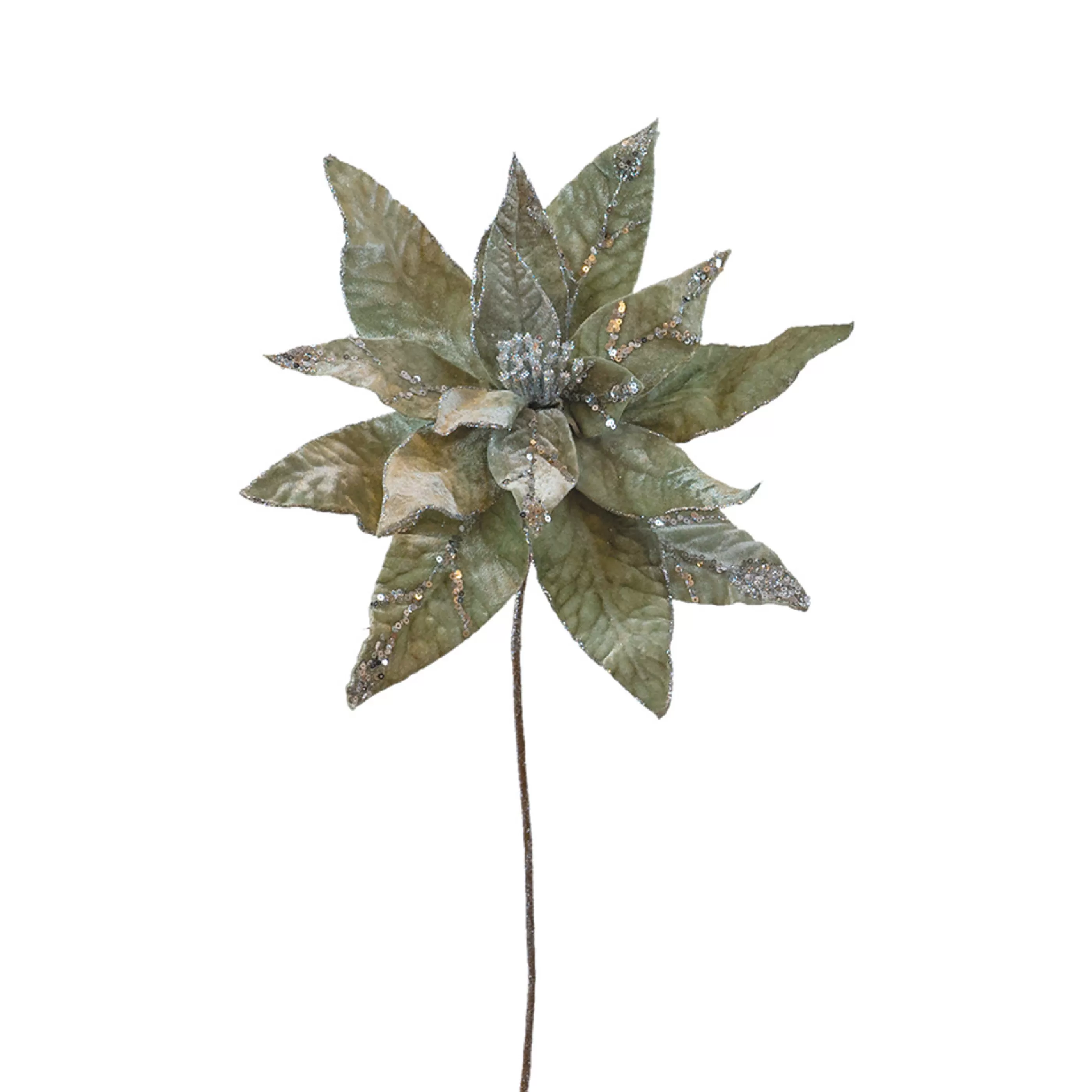 * Floristry | Poinsettia Spray Sage And Silver - 65Cm