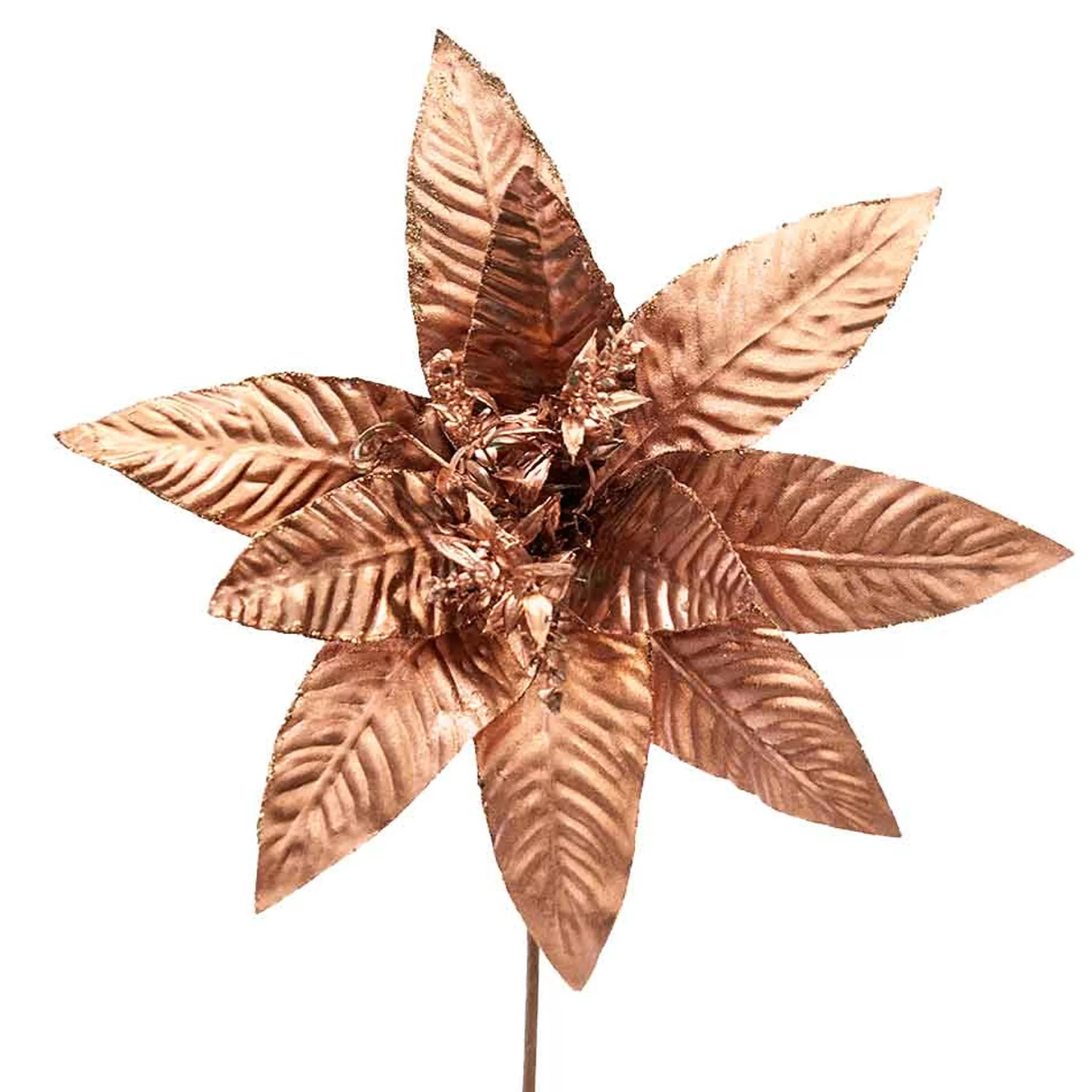 * Poinsettia Decorations | Poinsettia Stem Copper - 23Cm