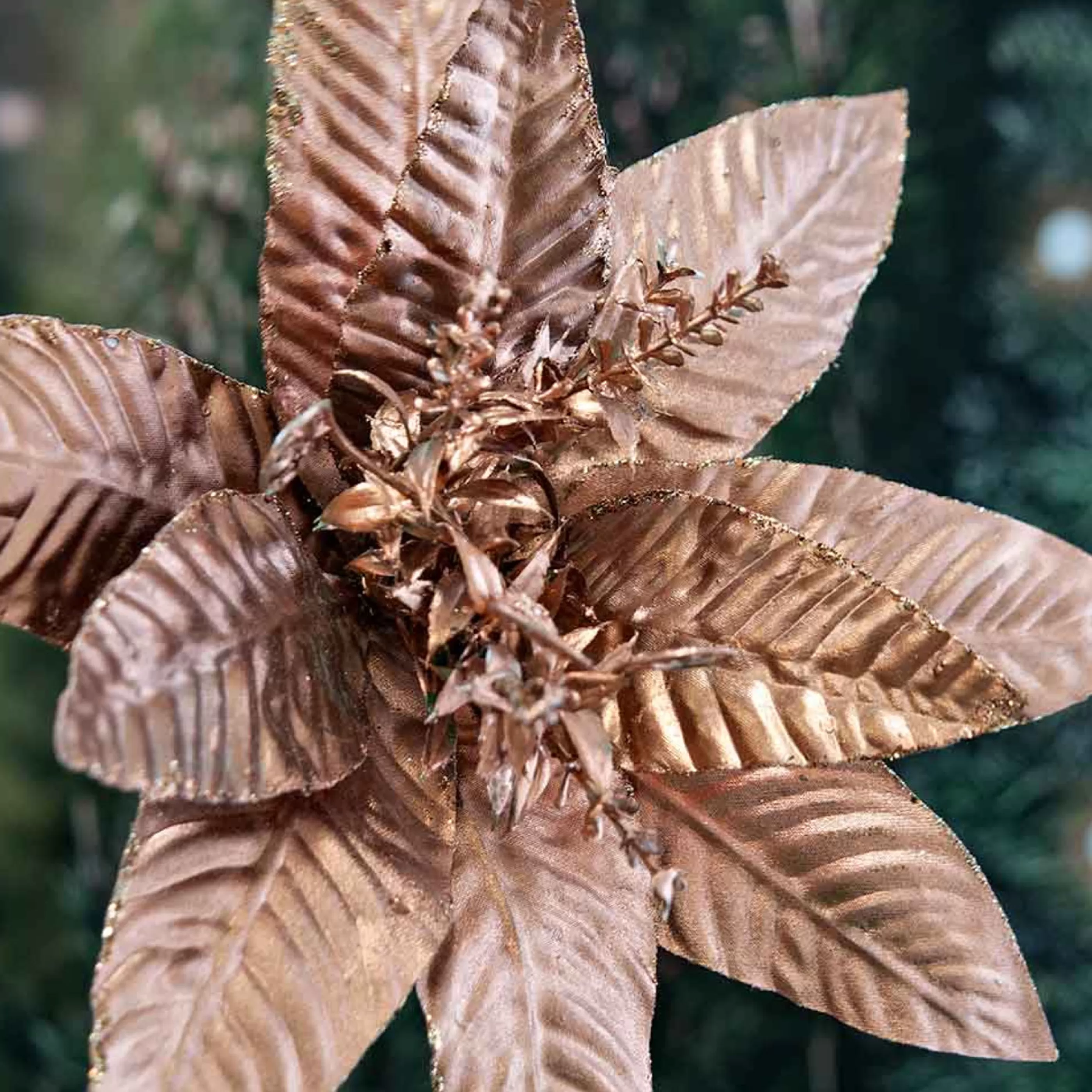 * Poinsettia Decorations | Poinsettia Stem Copper - 23Cm