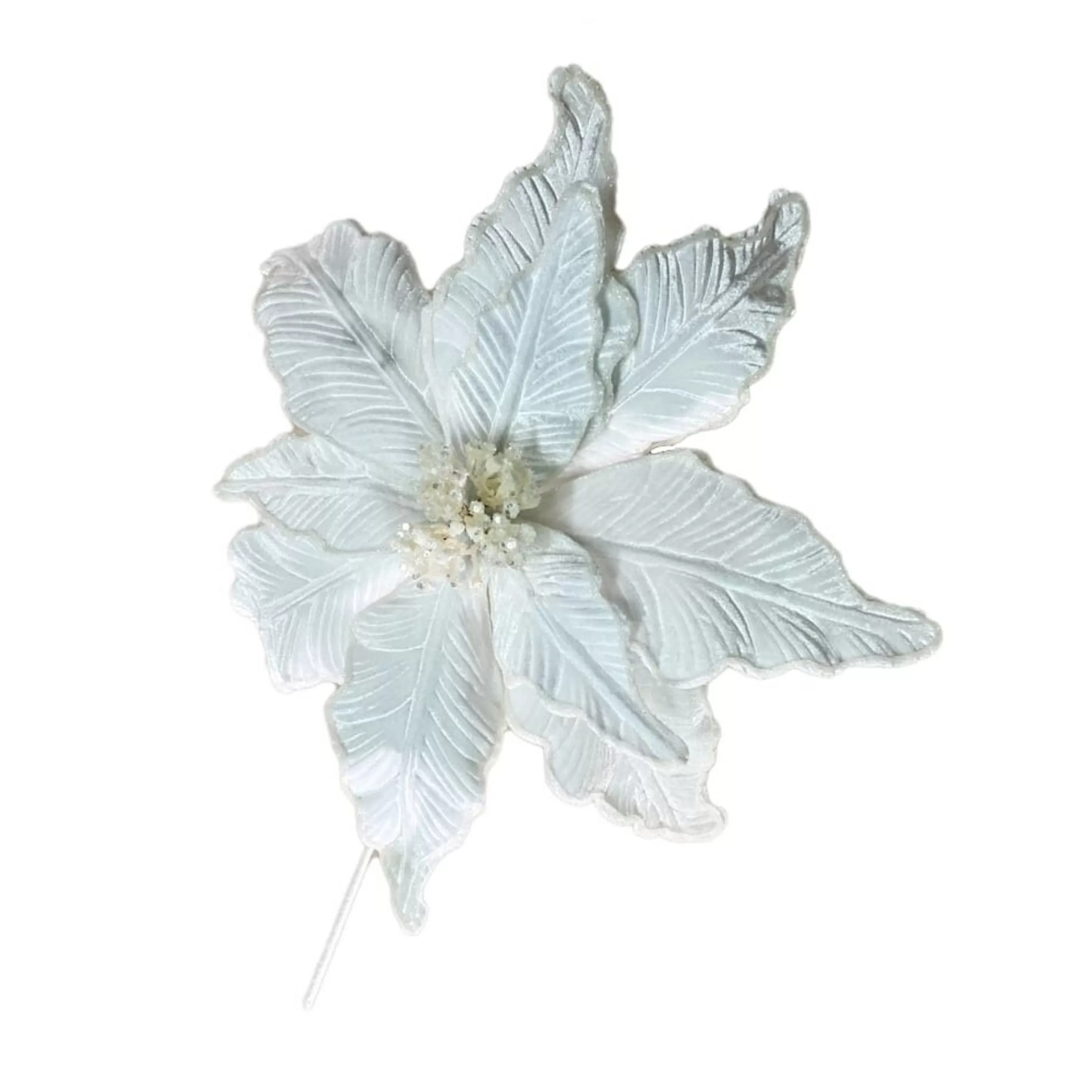 * Poinsettia Decorations | Poinsettia White Velvet - 42Cm