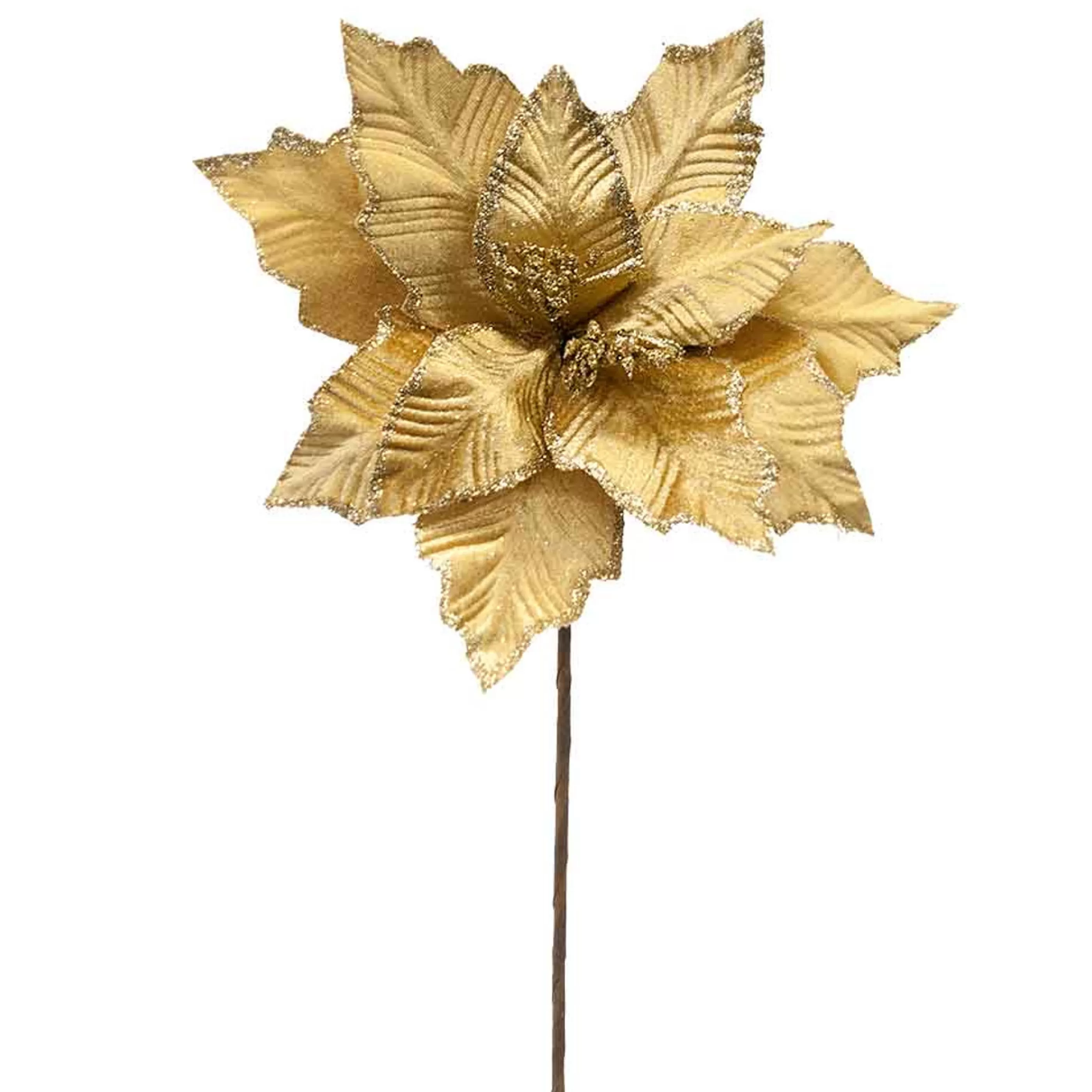 * Poinsettia Decorations | Poinsettia With Glittered Edge Gold - 30Cm