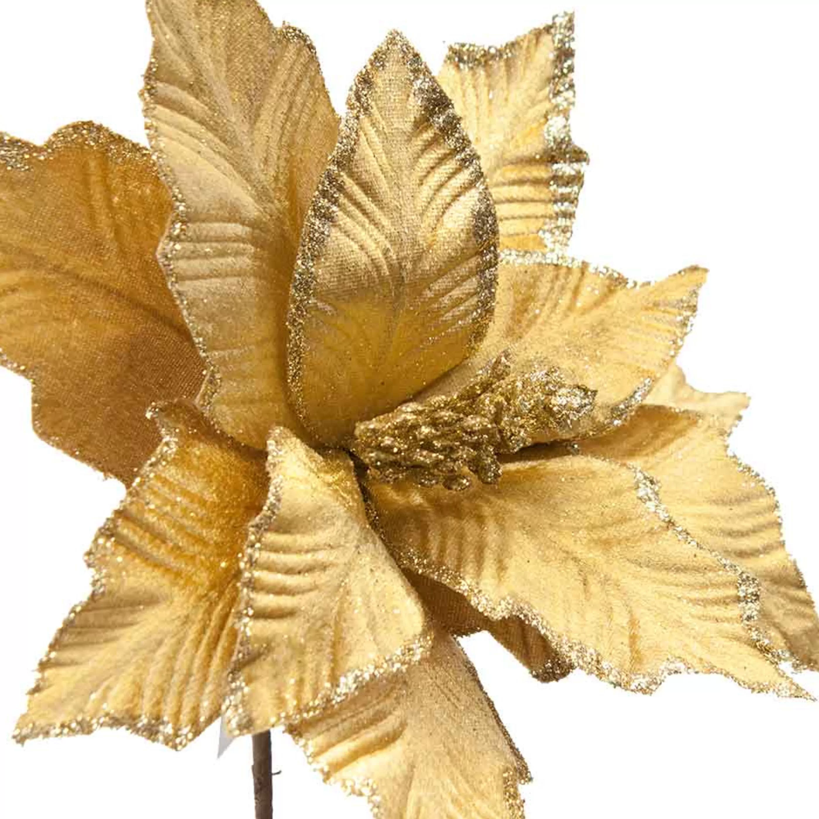 * Poinsettia Decorations | Poinsettia With Glittered Edge Gold - 30Cm