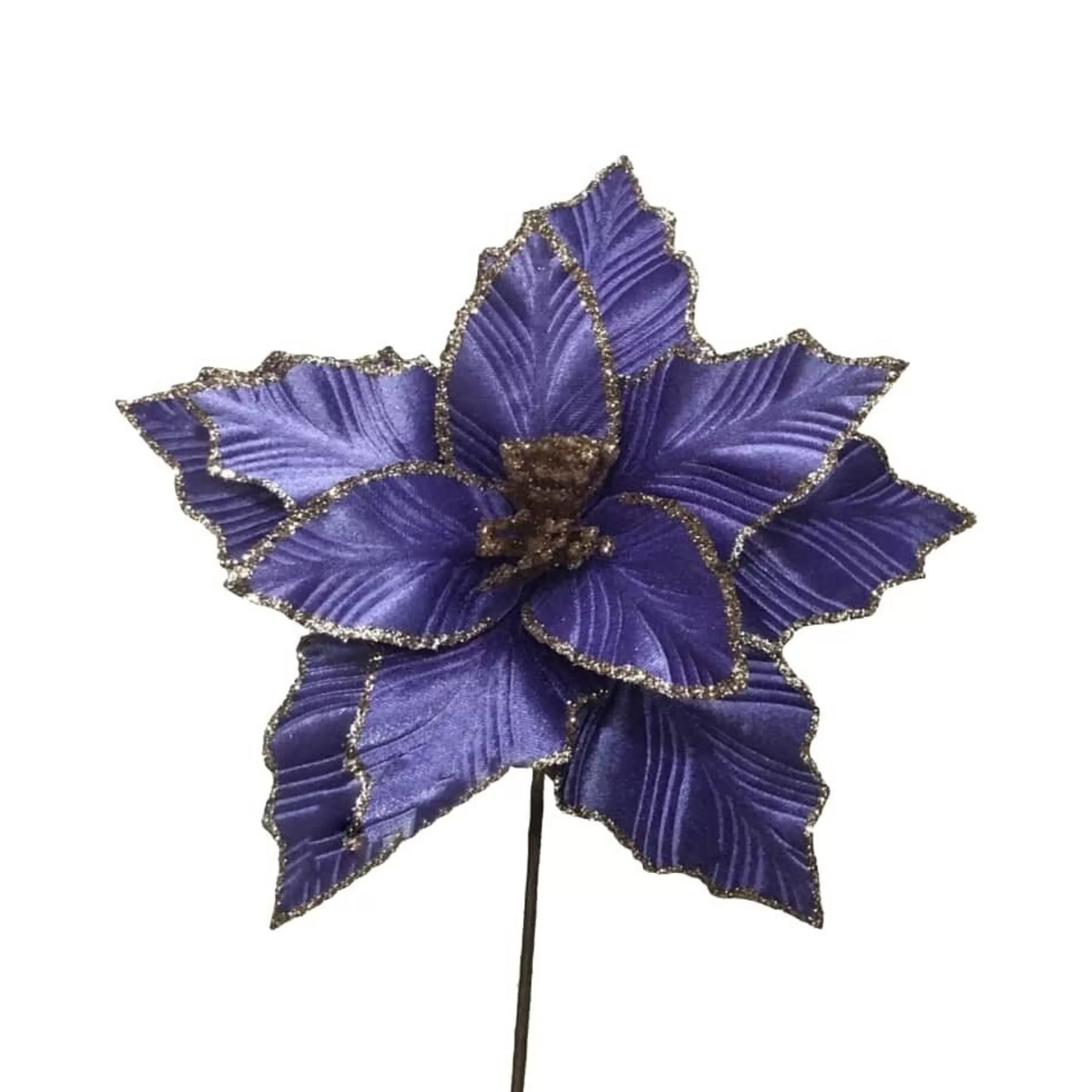 * Poinsettia Decorations | Poinsettia With Glittered Edge Purple - 30Cm