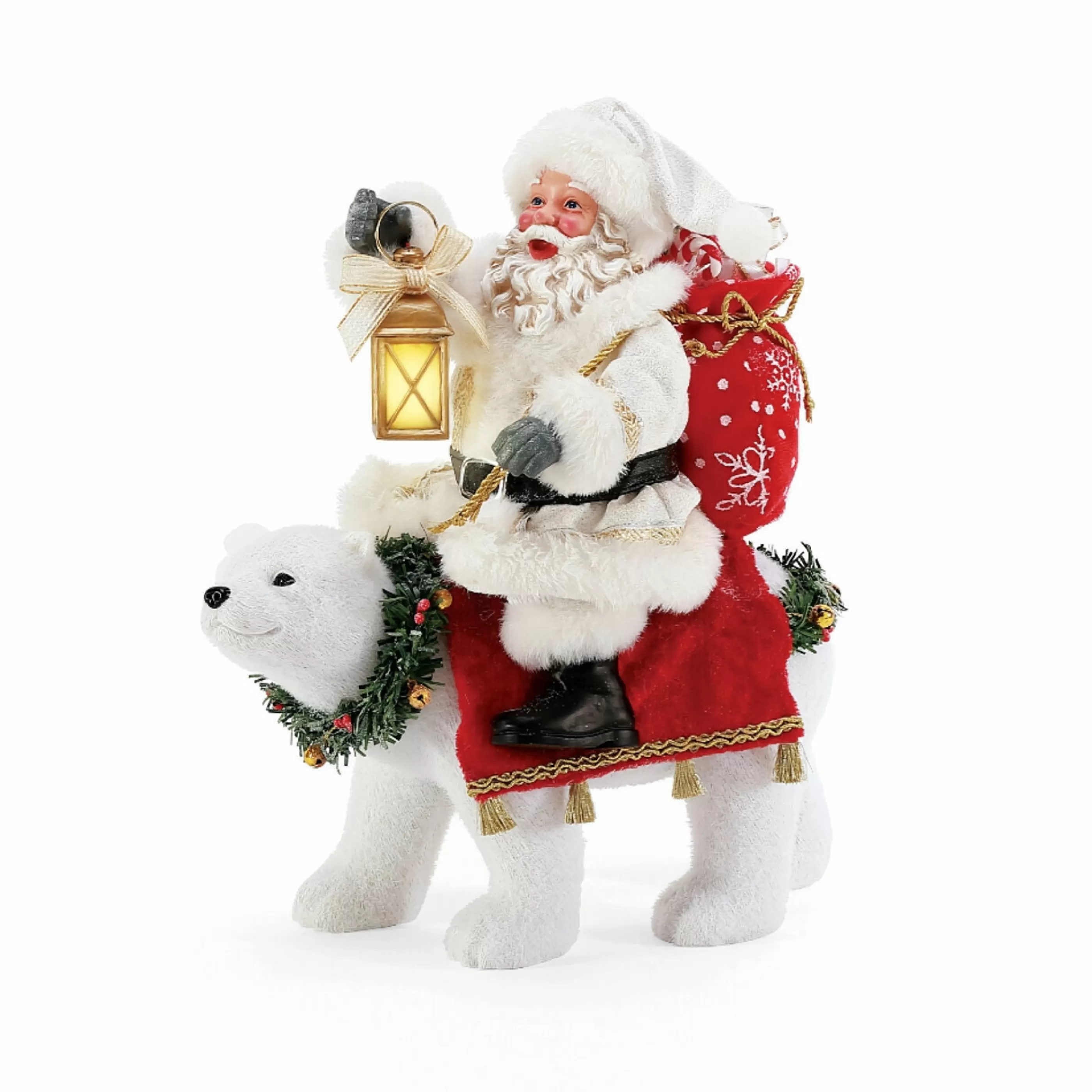 Department 56 Table Top Decorations | Polar Bear Express With Santa And Lantern - 25Cm