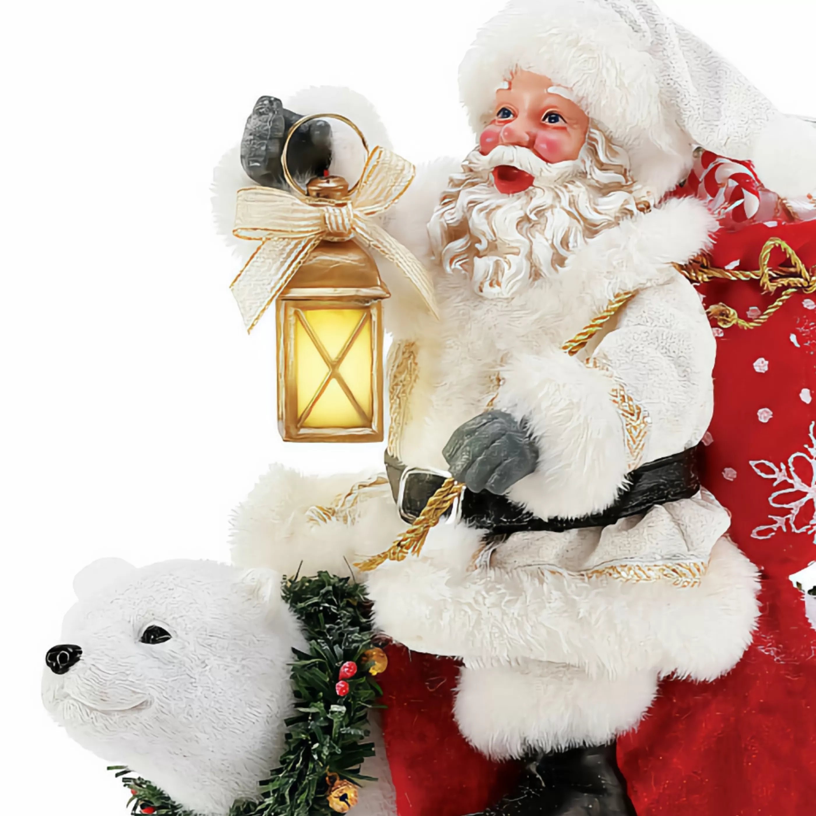 Department 56 Table Top Decorations | Polar Bear Express With Santa And Lantern - 25Cm