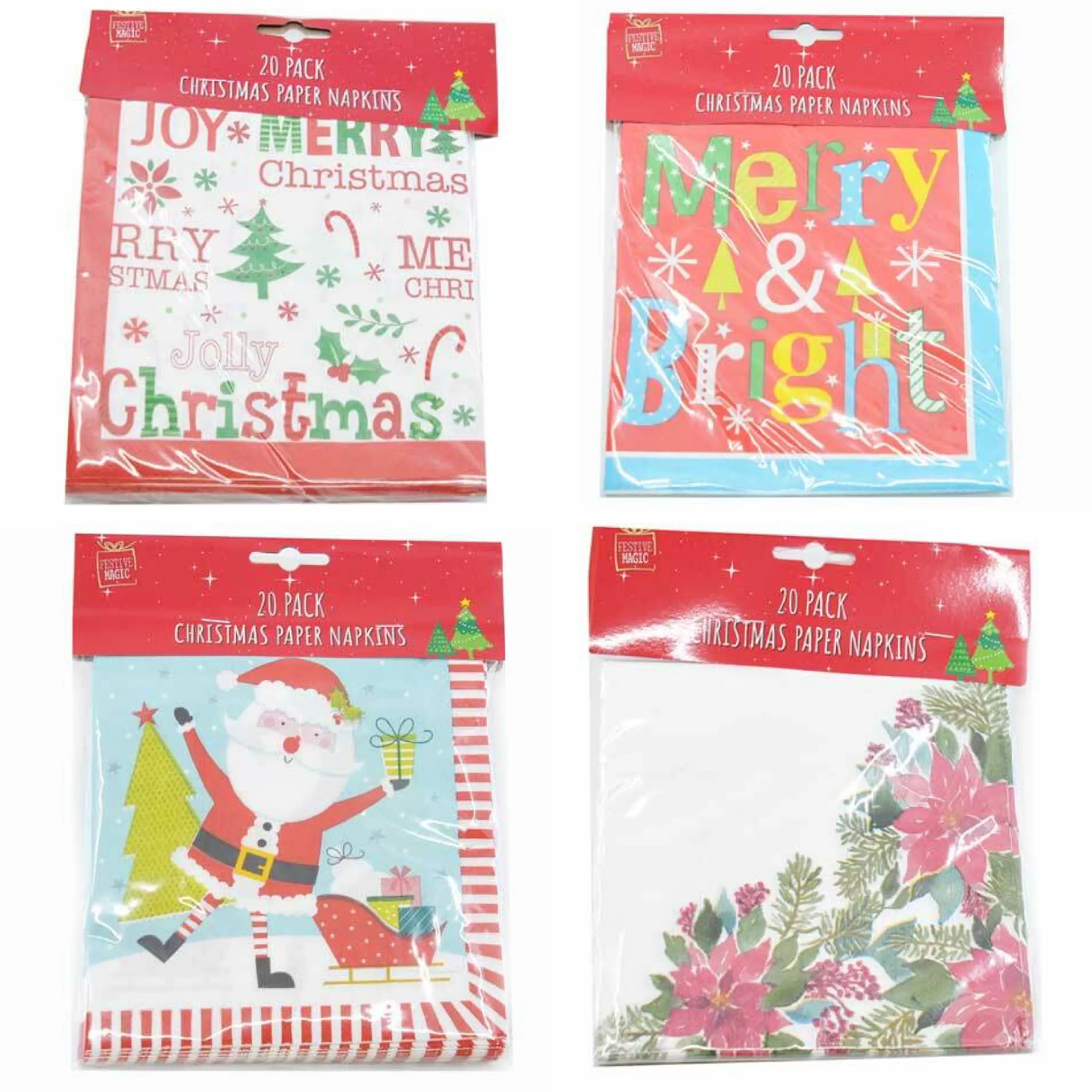 New * Printed Christmas Paper Napkins (4 Styles) - 20 Pack