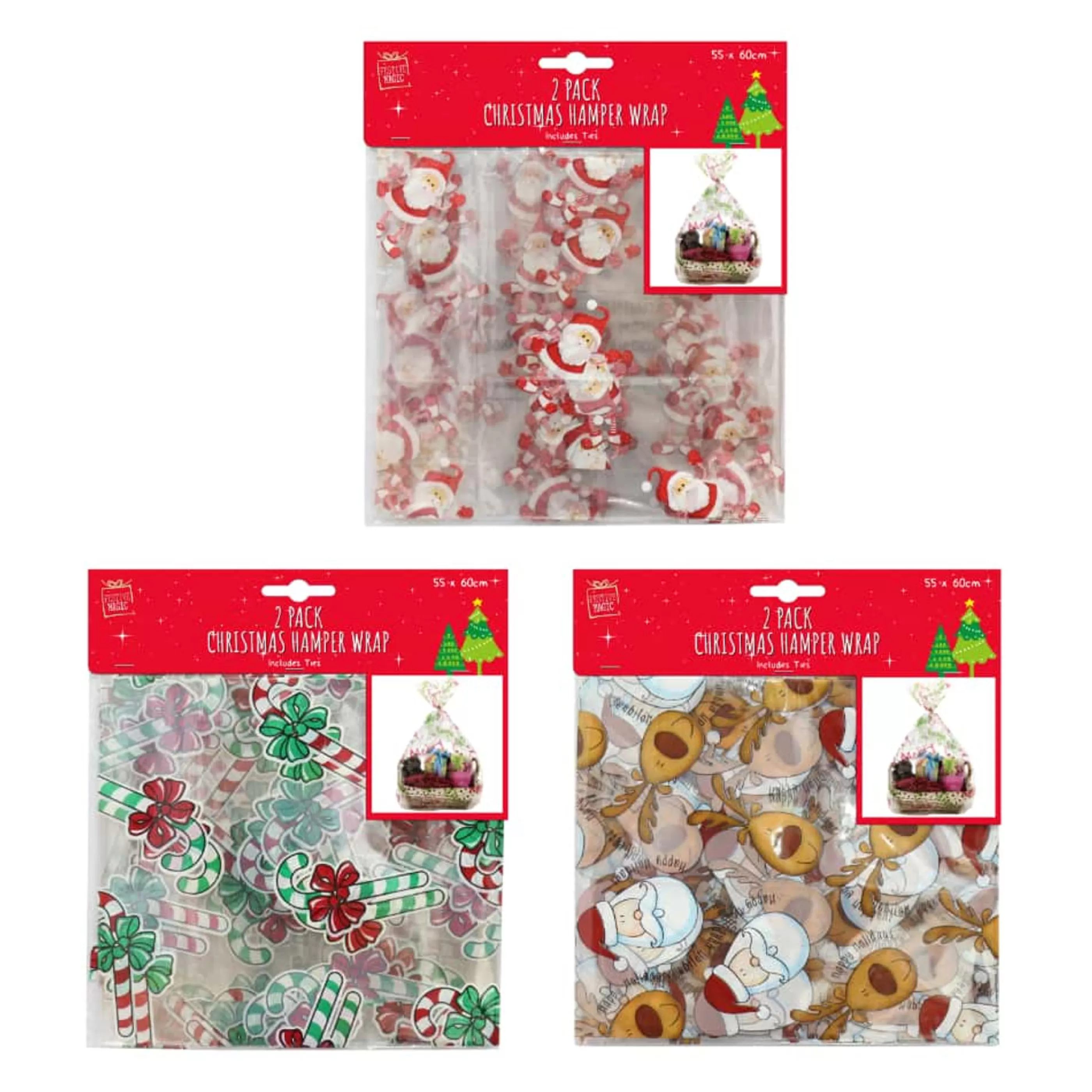 Discount * Printed Hamper Bag Pack Of 2 (3 Styles) - 63Cm