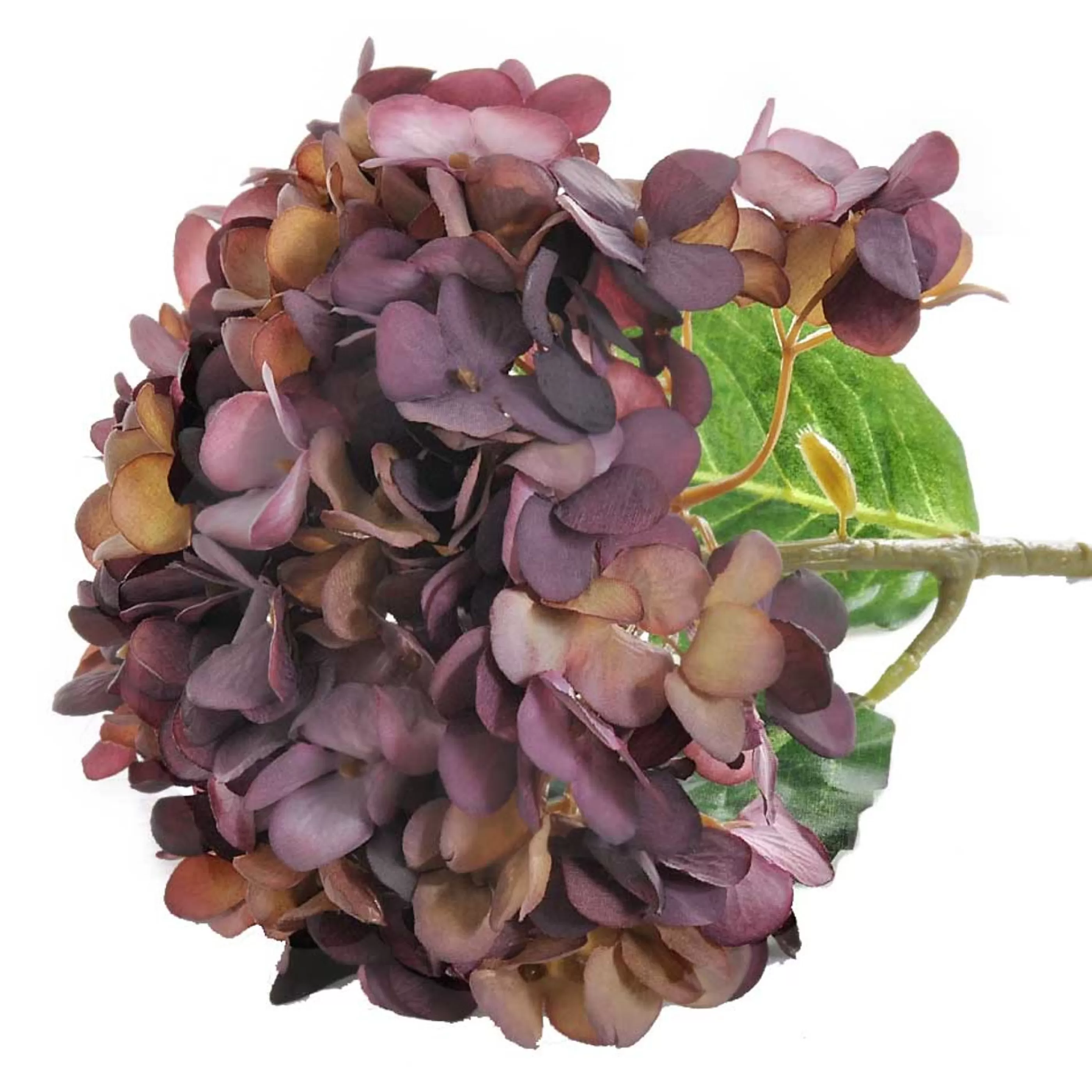 * Festive Sprays | Purple Hydrangea Spray With Green Leaves - 55Cm