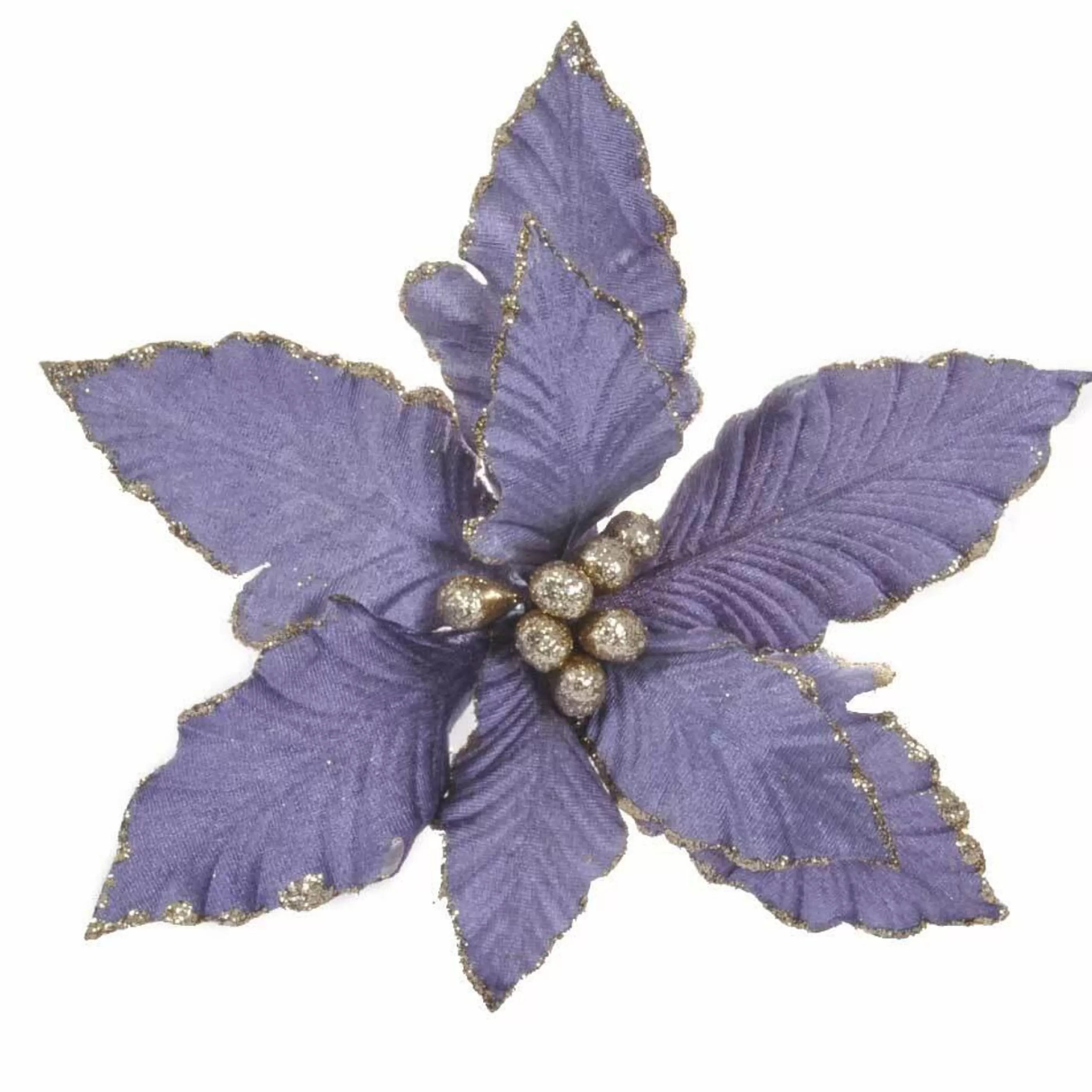 * Poinsettia Decorations | Purple Poinsettia With Clip - 30Cm