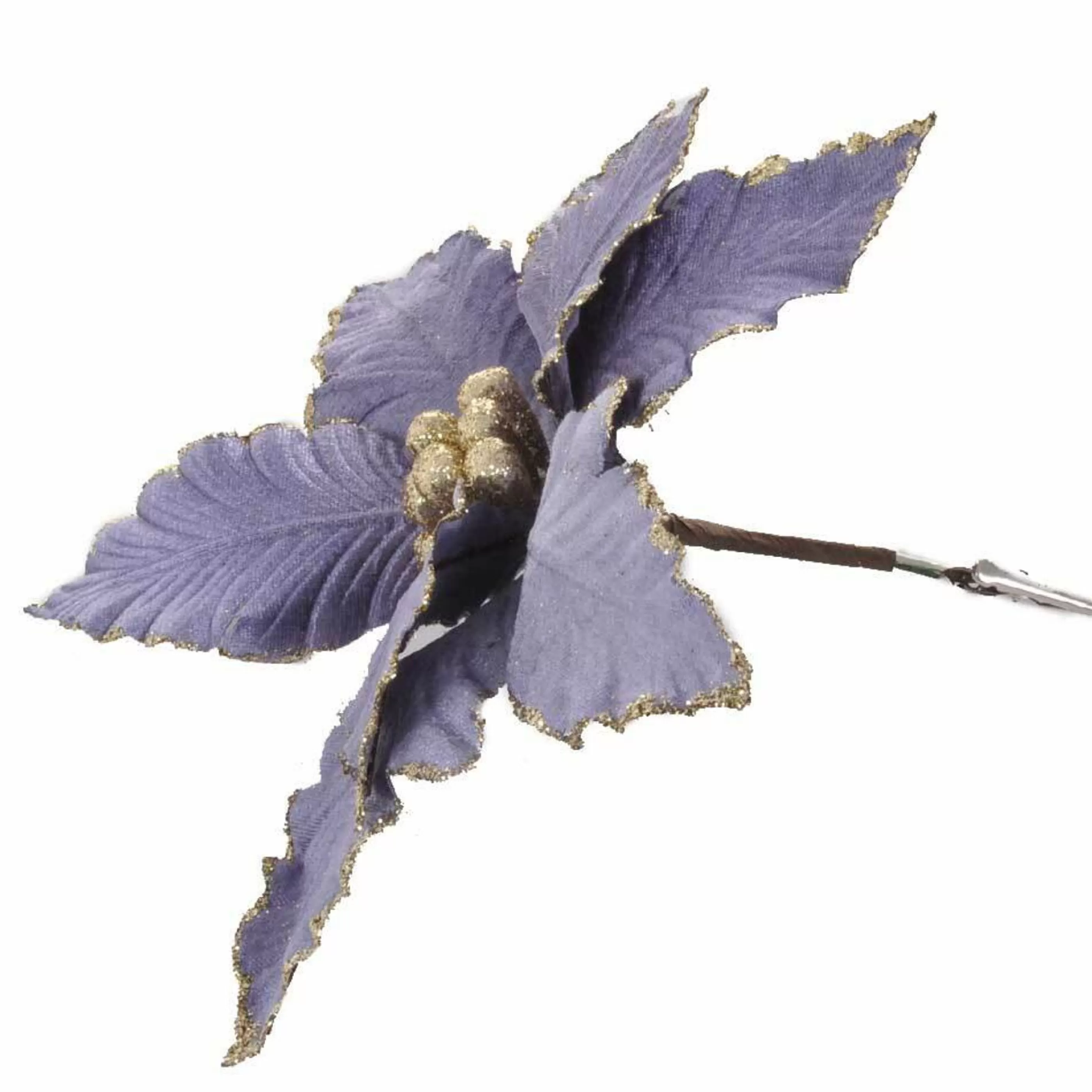 * Poinsettia Decorations | Purple Poinsettia With Clip - 30Cm