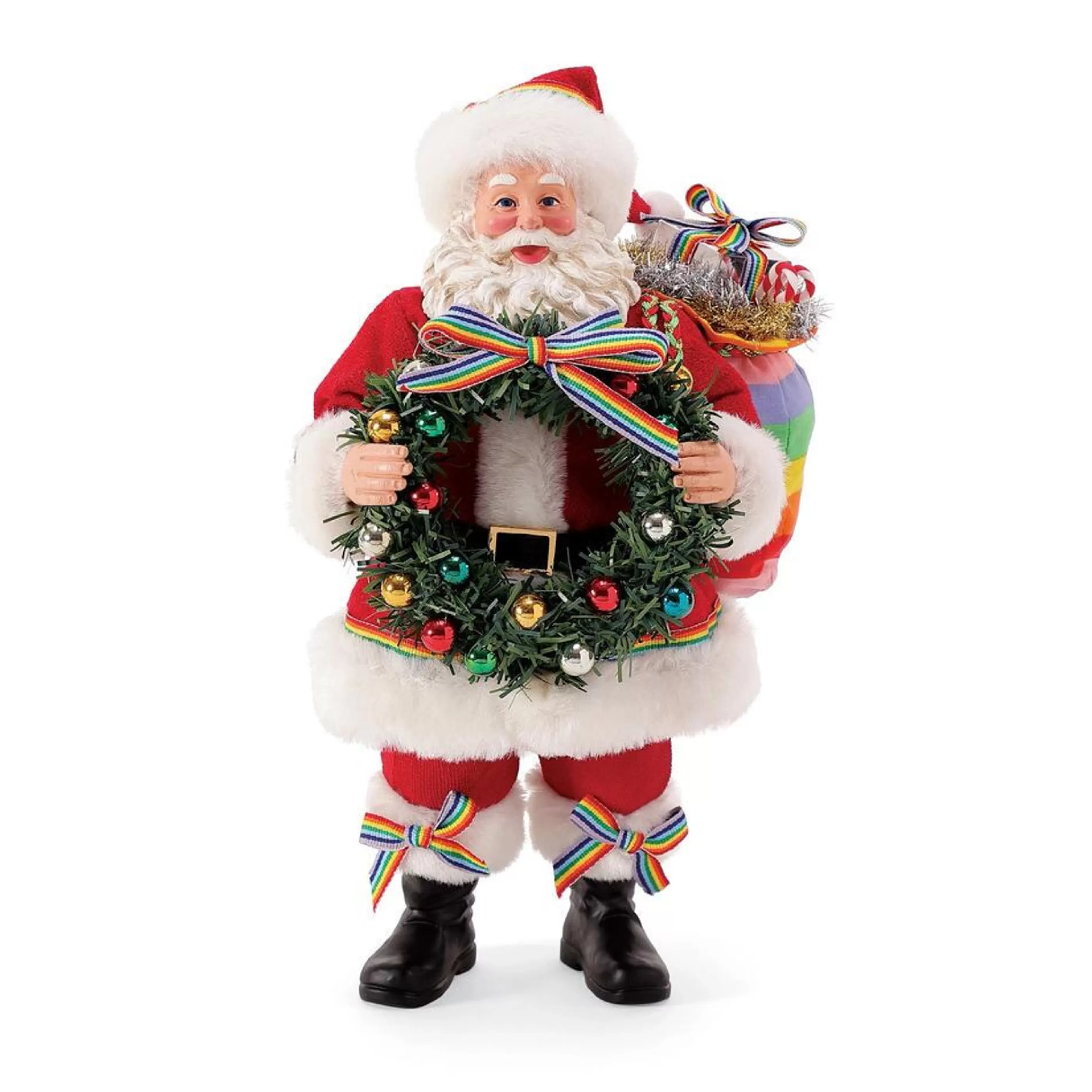 Department 56 Table Top Decorations | Rainbow Greetings Santa With Wreath - 27Cm