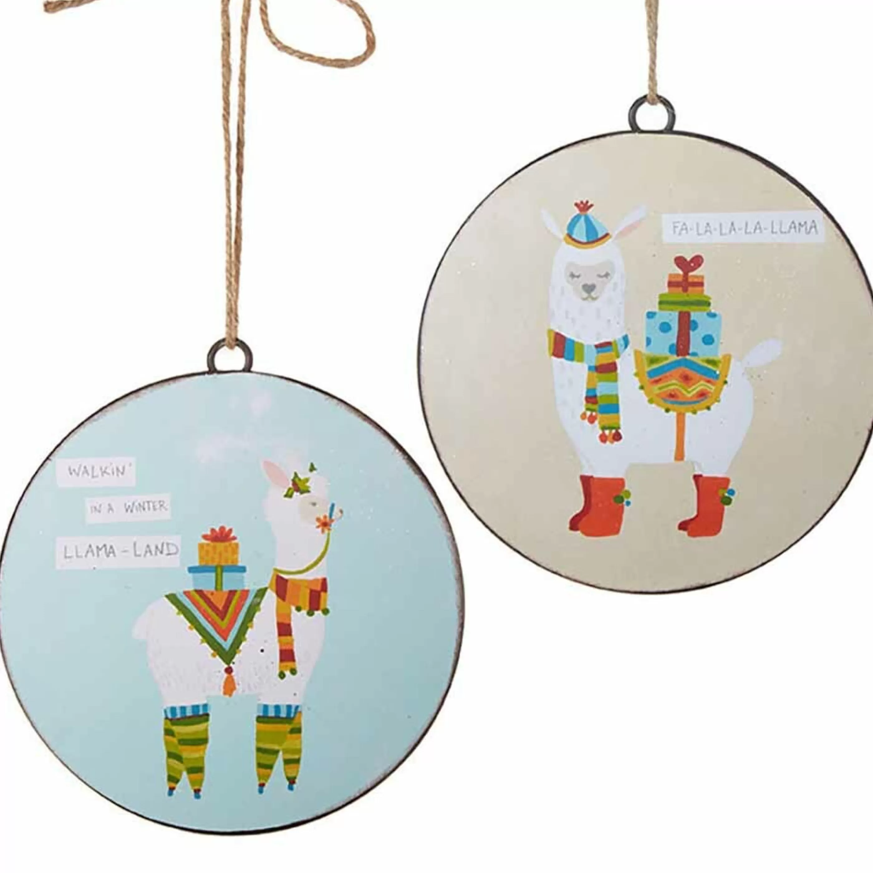 RAZ Imports Hanging Christmas Ornaments | Raz Llama Disk Hanging Ornament - 15Cm