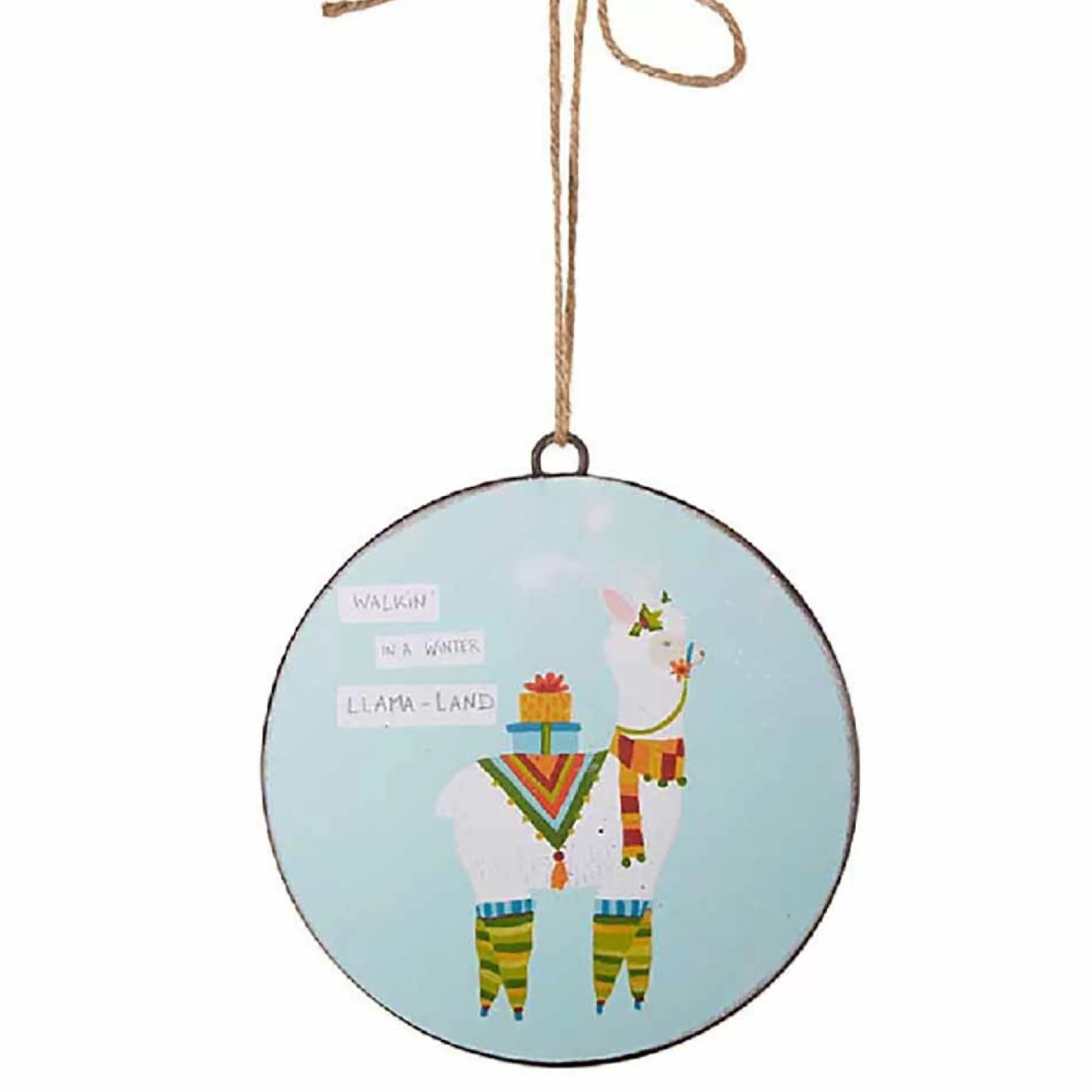 RAZ Imports Hanging Christmas Ornaments | Raz Llama Disk Hanging Ornament - 15Cm