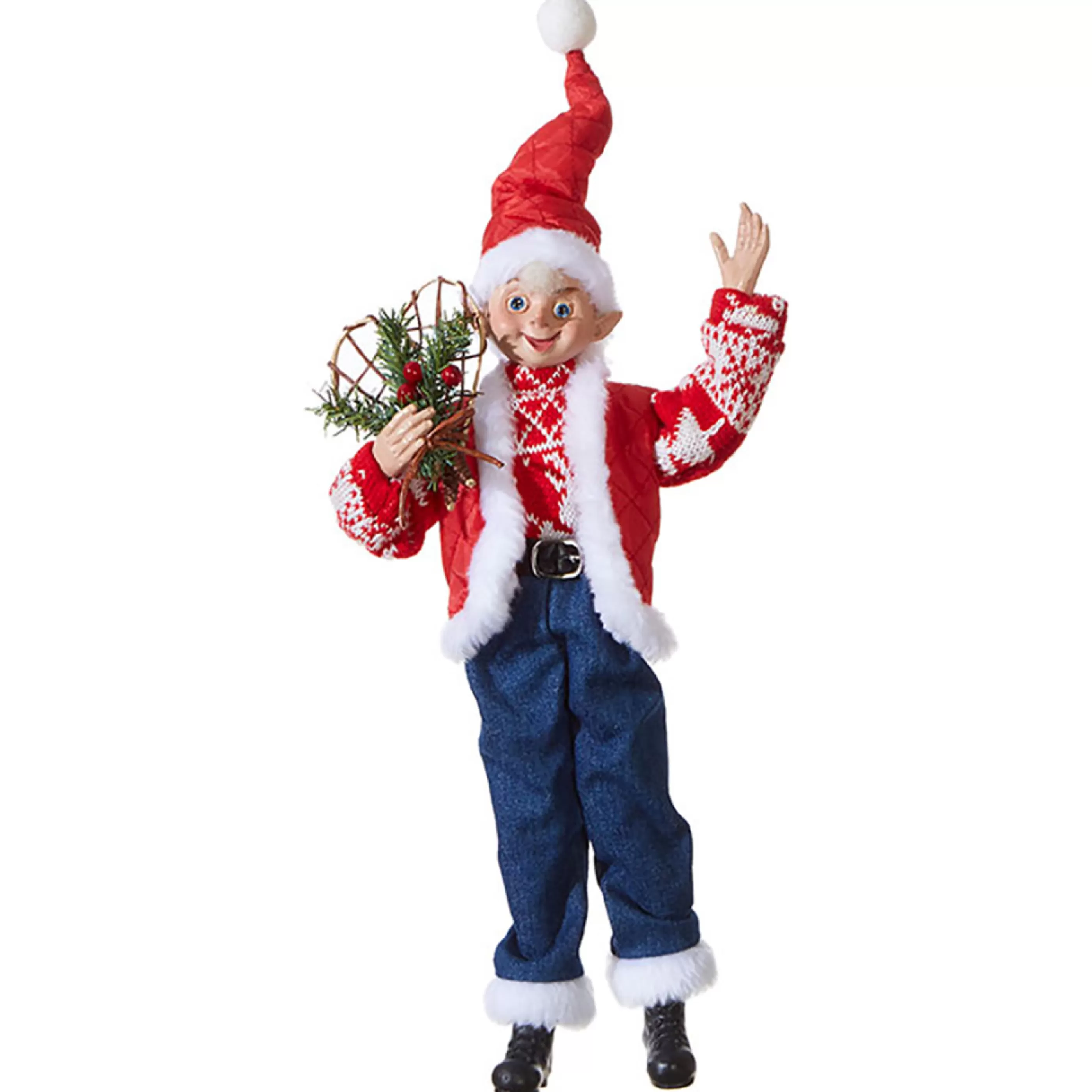 Best RAZ Imports Raz Wooly Jumper Christmas Elf - 40Cm