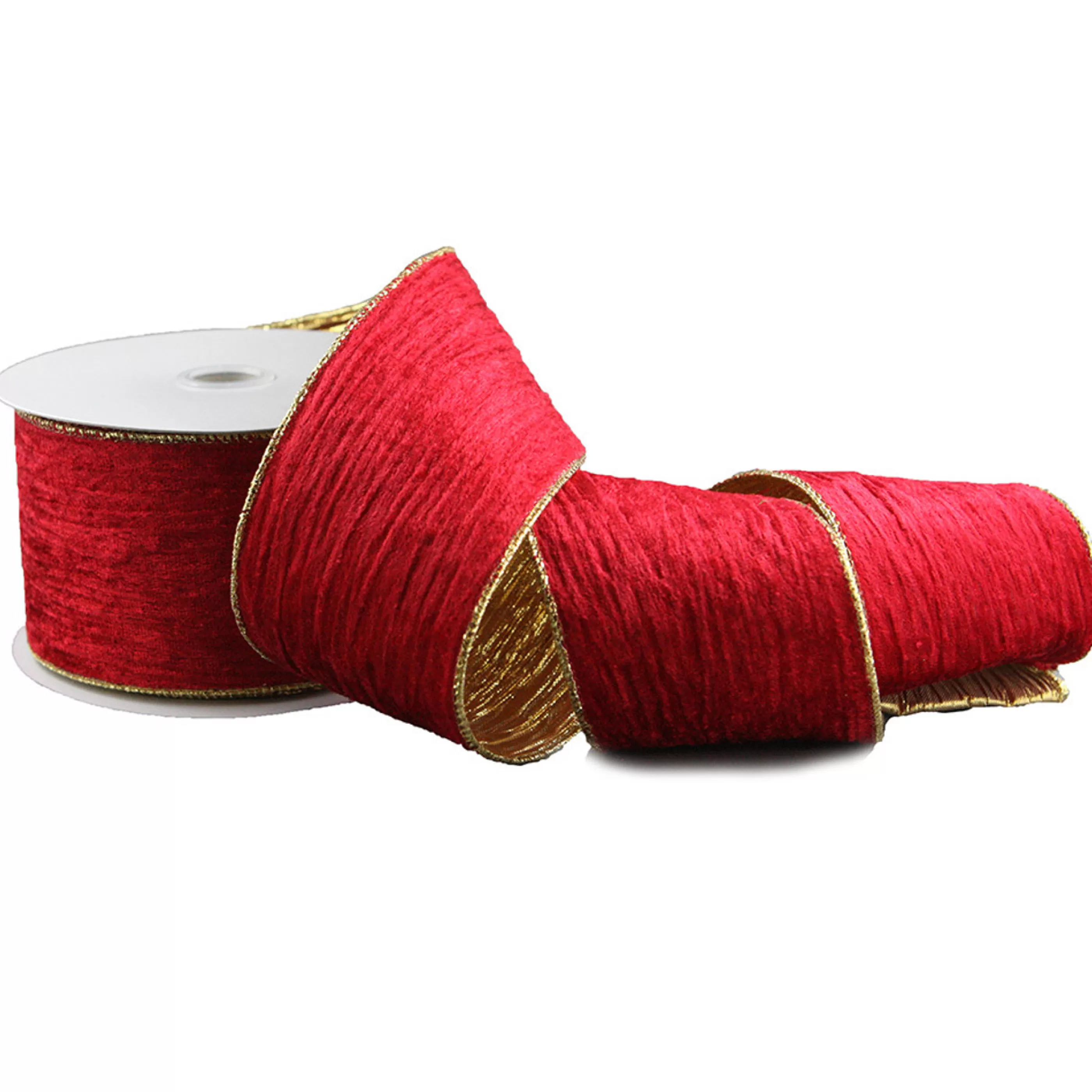 * Christmas Ribbon & Bows | Red & Gold Velvet Christmas Ribbon (Wire Edged) - 10M