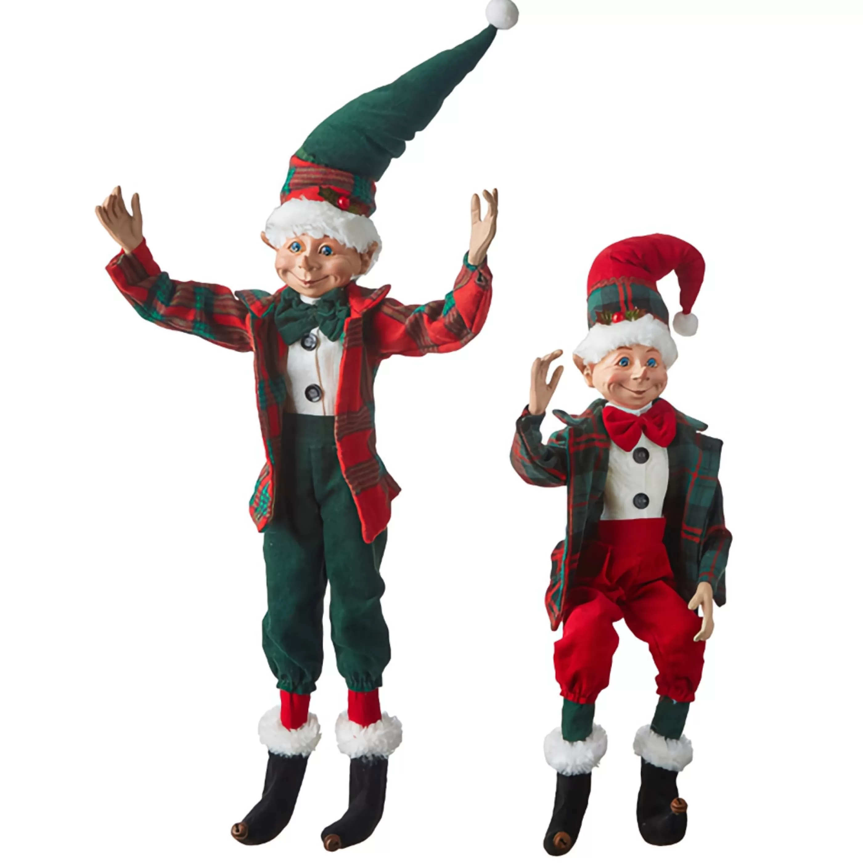 Cheap RAZ Imports Red And Green Tartan Posable Elf - 41Cm