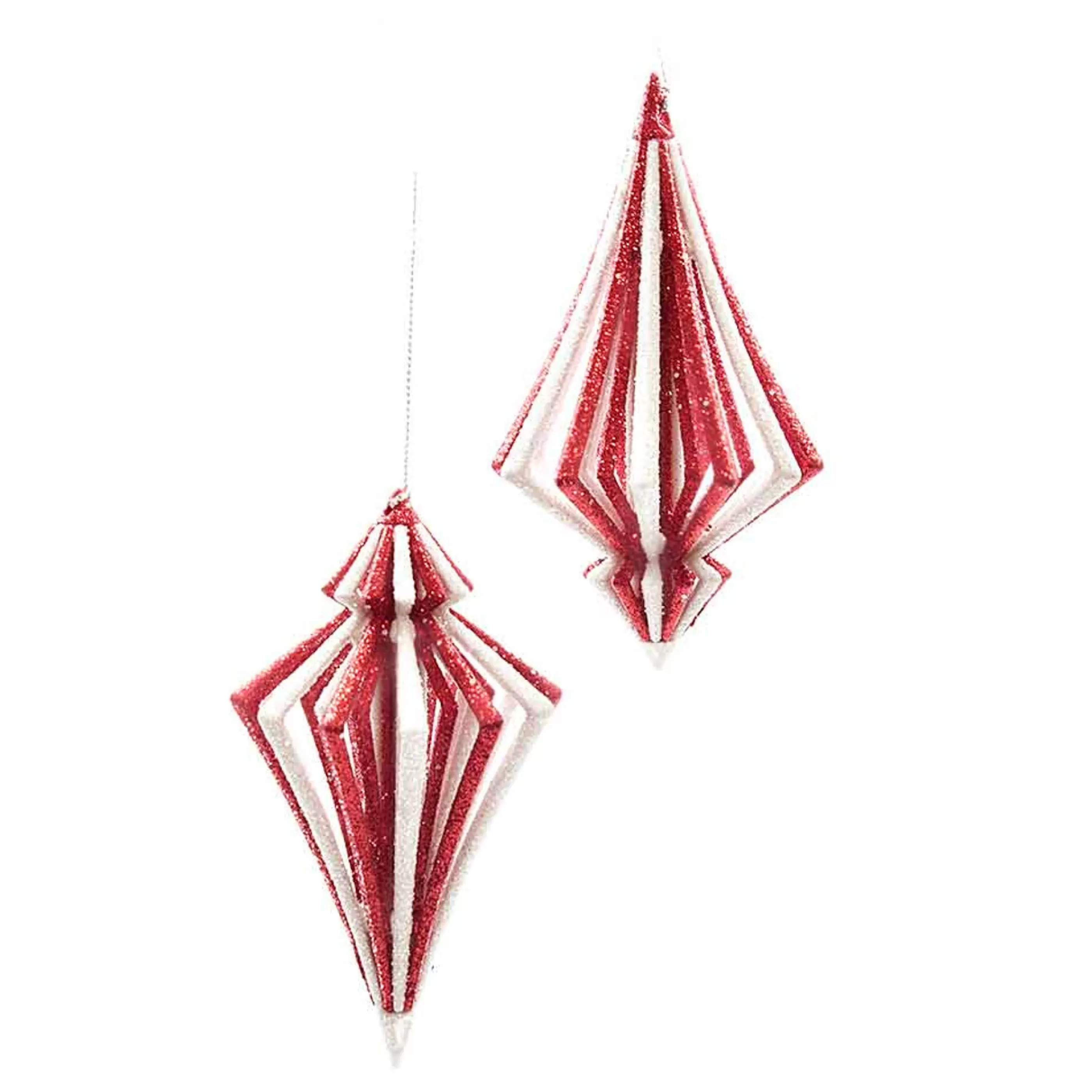 * Hanging Christmas Ornaments | Red And White Layered Diamond (2 Styles) - 7.5Cm