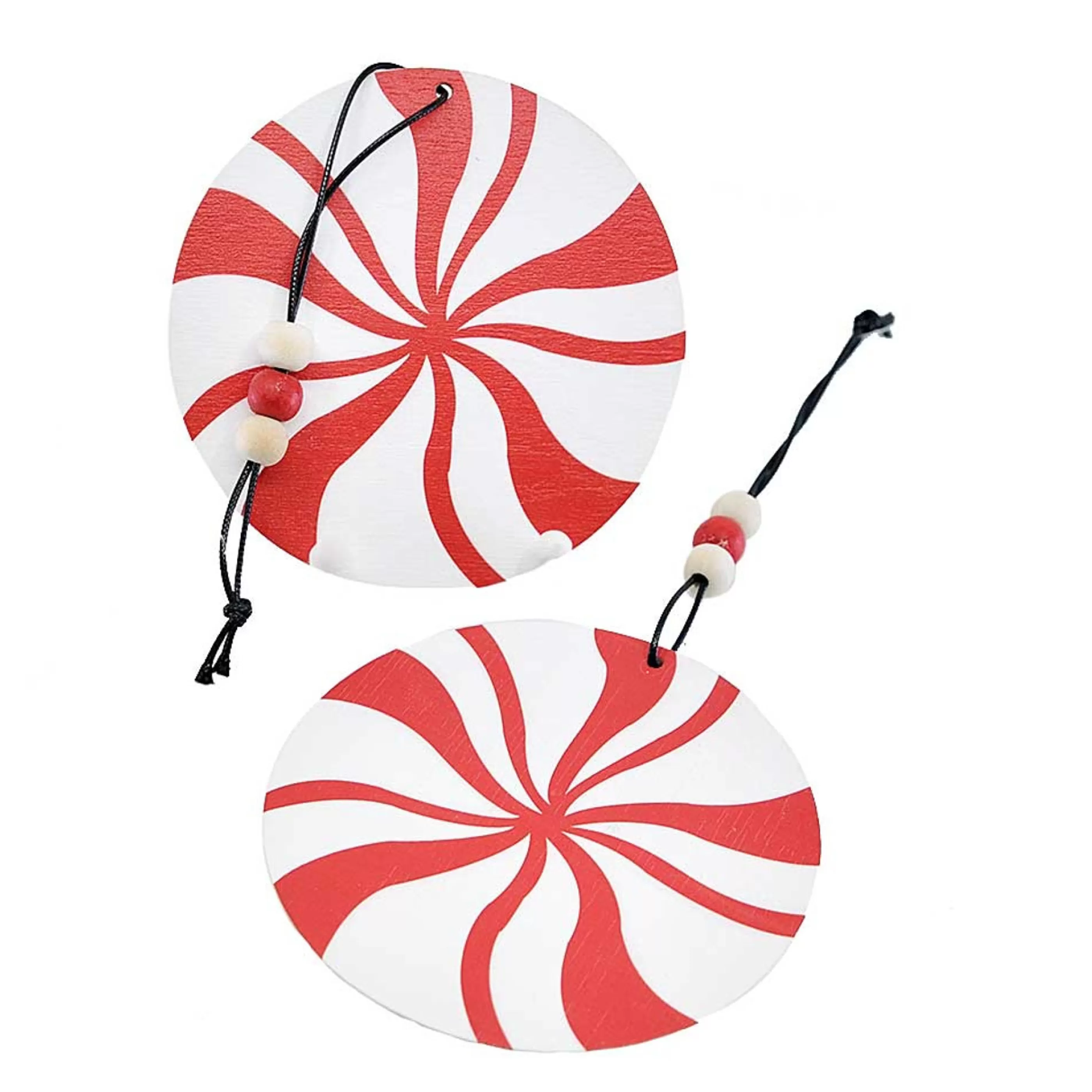 * Hanging Christmas Ornaments | Red And White Swirl Ornament- 10Cm