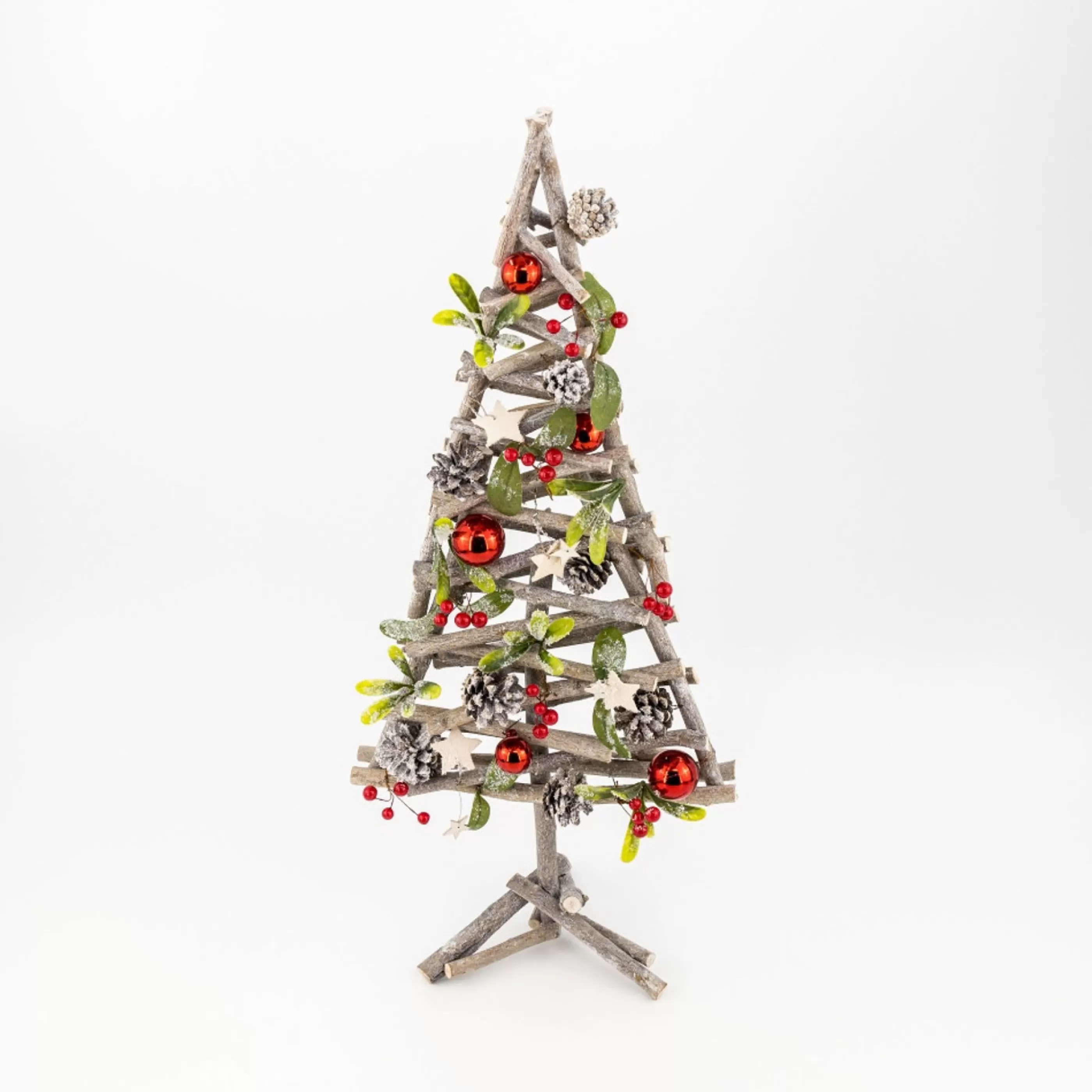 Flash Sale * Red Bauble And Pinecone Twig Tree - 68Cm