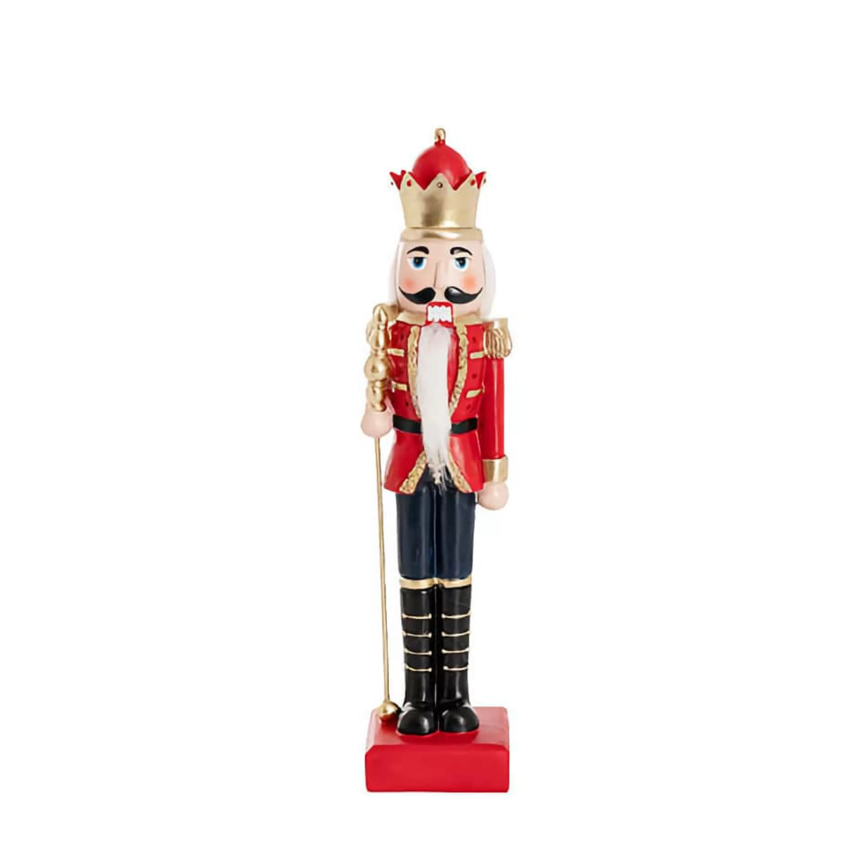 Flash Sale * Red Black Traditional Nutcracker With Baton - 39Cm