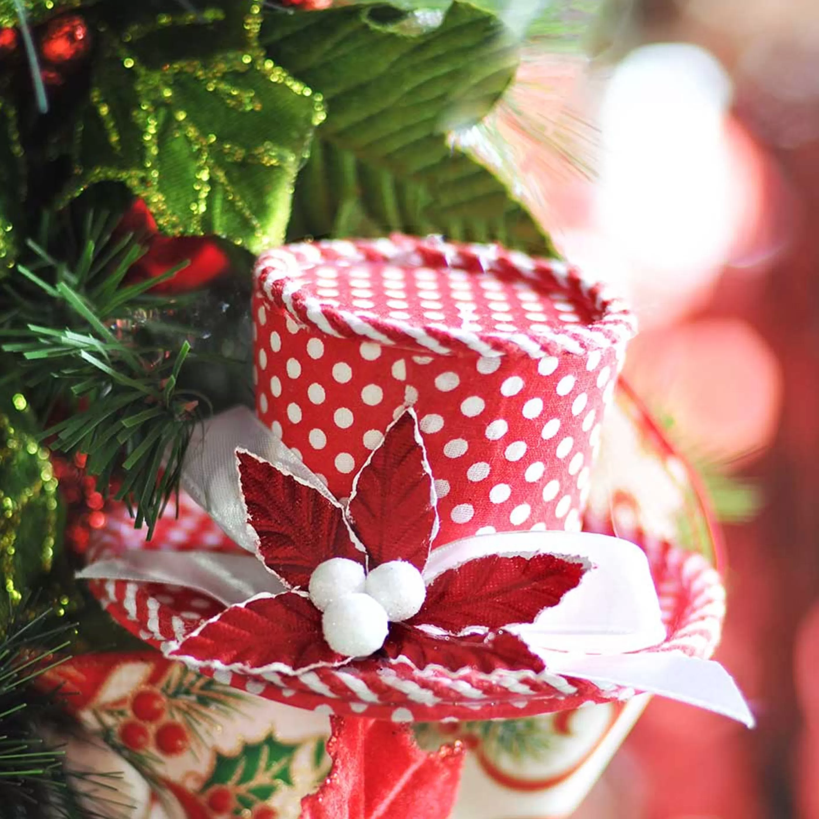 * Table Top Decorations | Red Christmas Hat With White Dots - 13Cm