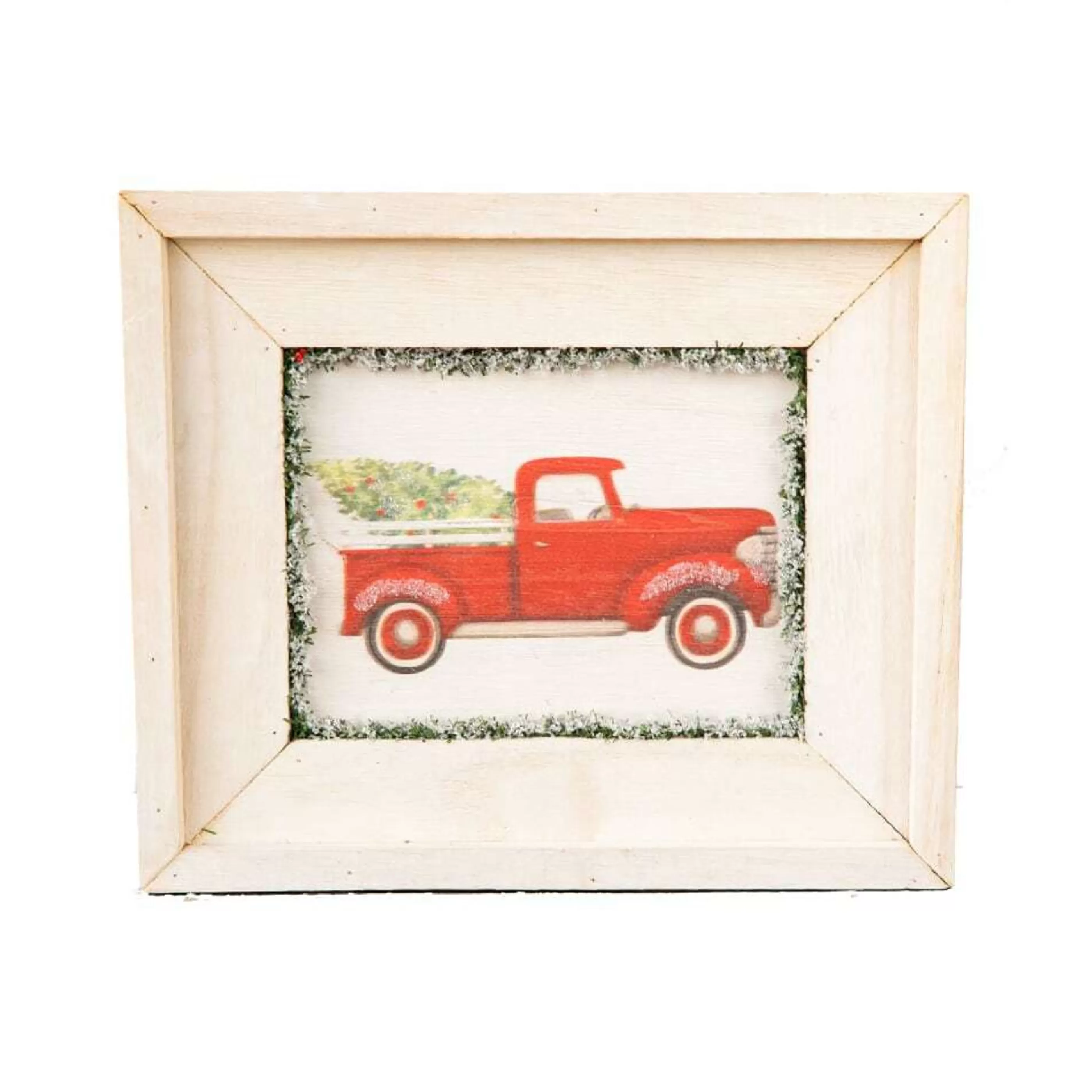 * Wall Signs & Decorations | Red Christmas Truck Picture In Frame - 27.5 X 23Cm