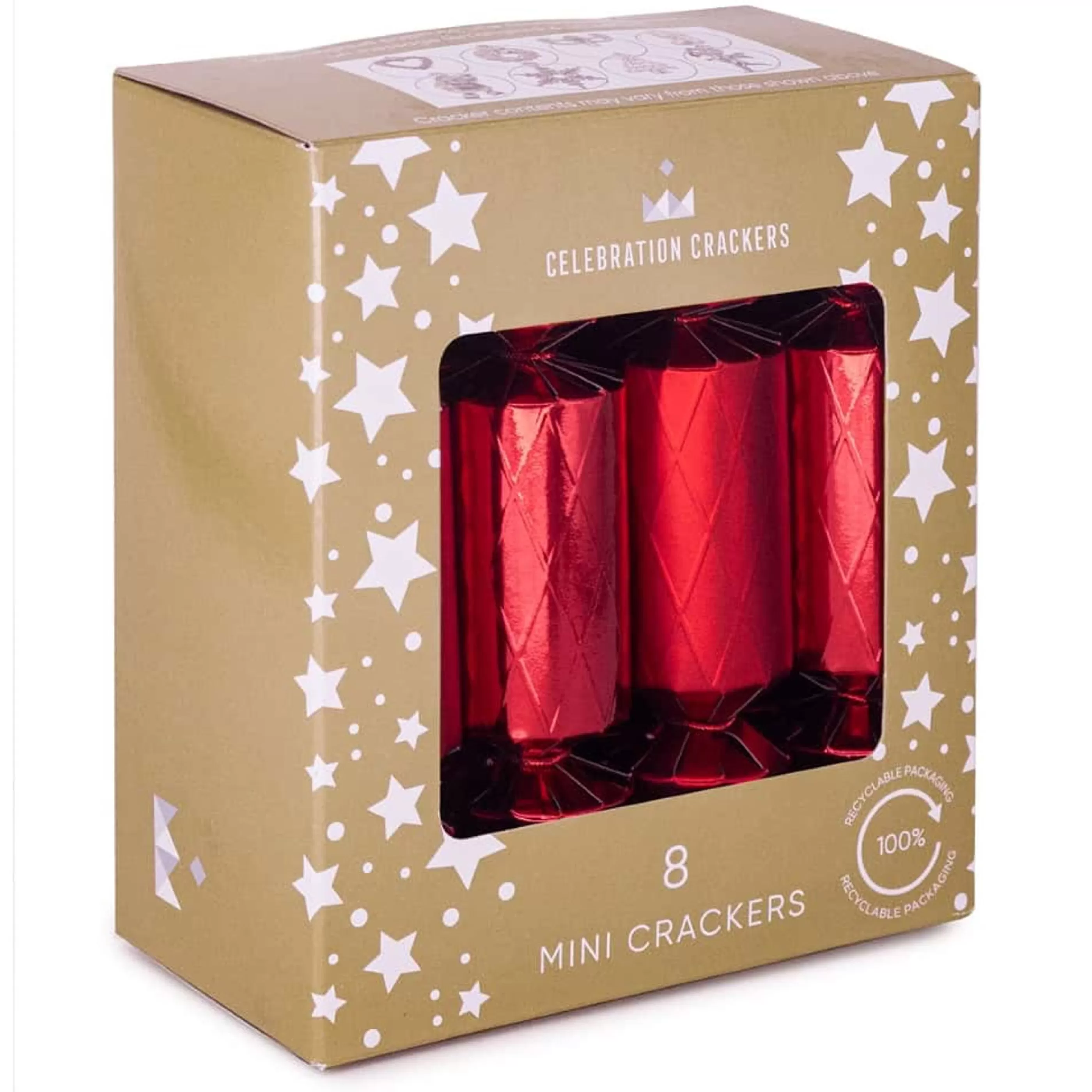 Sale Celebration Crackers Red Diamond Mini Christmas Cracker (Pack Of 8) - 14Cm