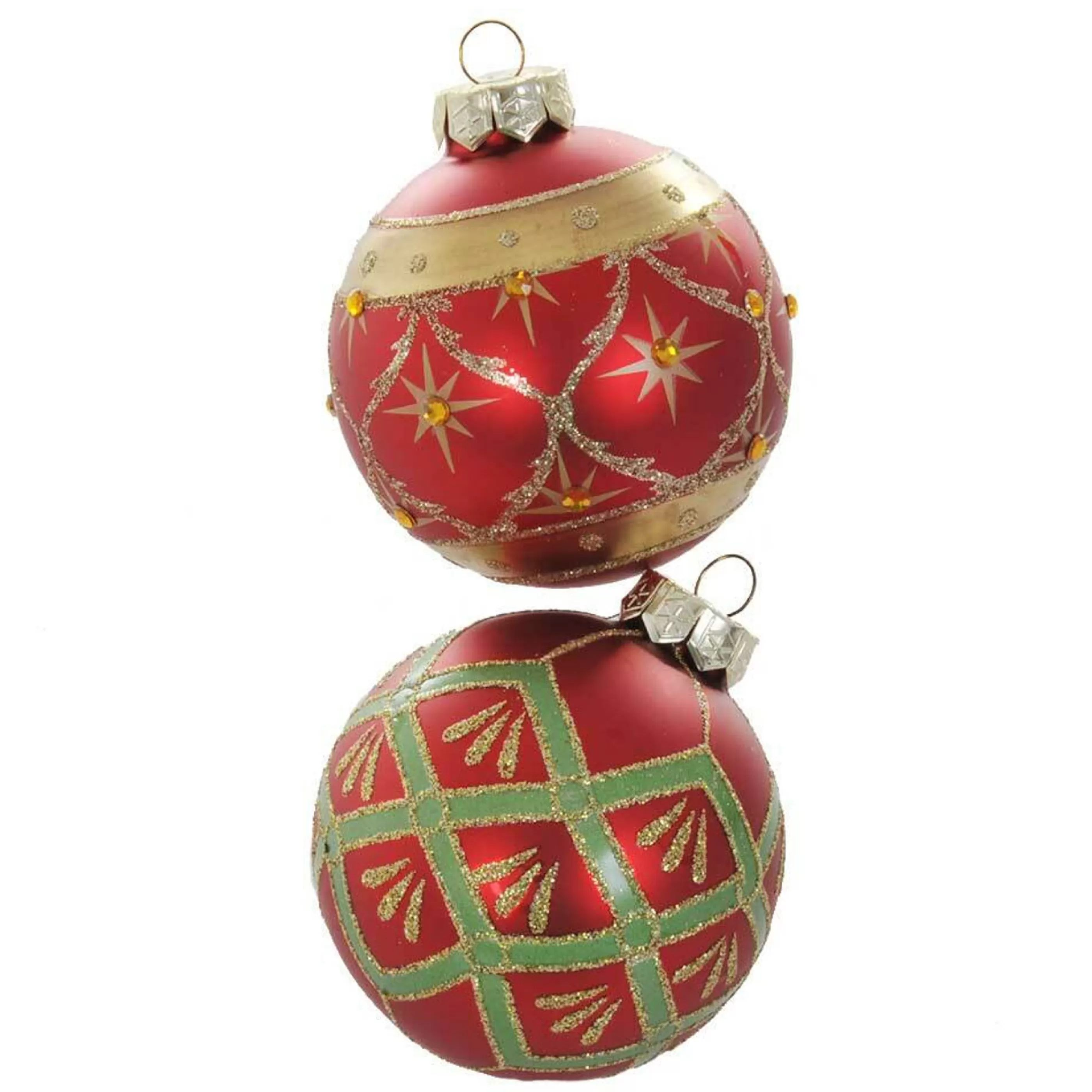 * Glass Ornaments | Red Glass Mixed Baubles (Set Of 9) - 8Cm