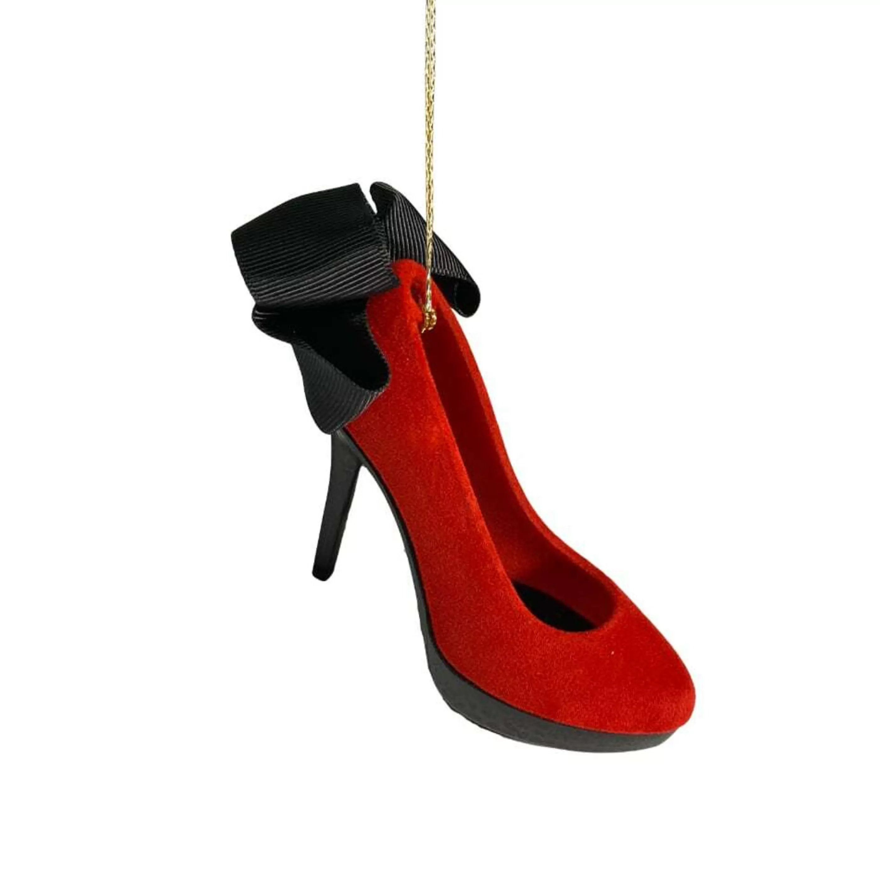 * Hanging Christmas Ornaments | Red Glitter High Heel Shoe Ornament - 10Cm