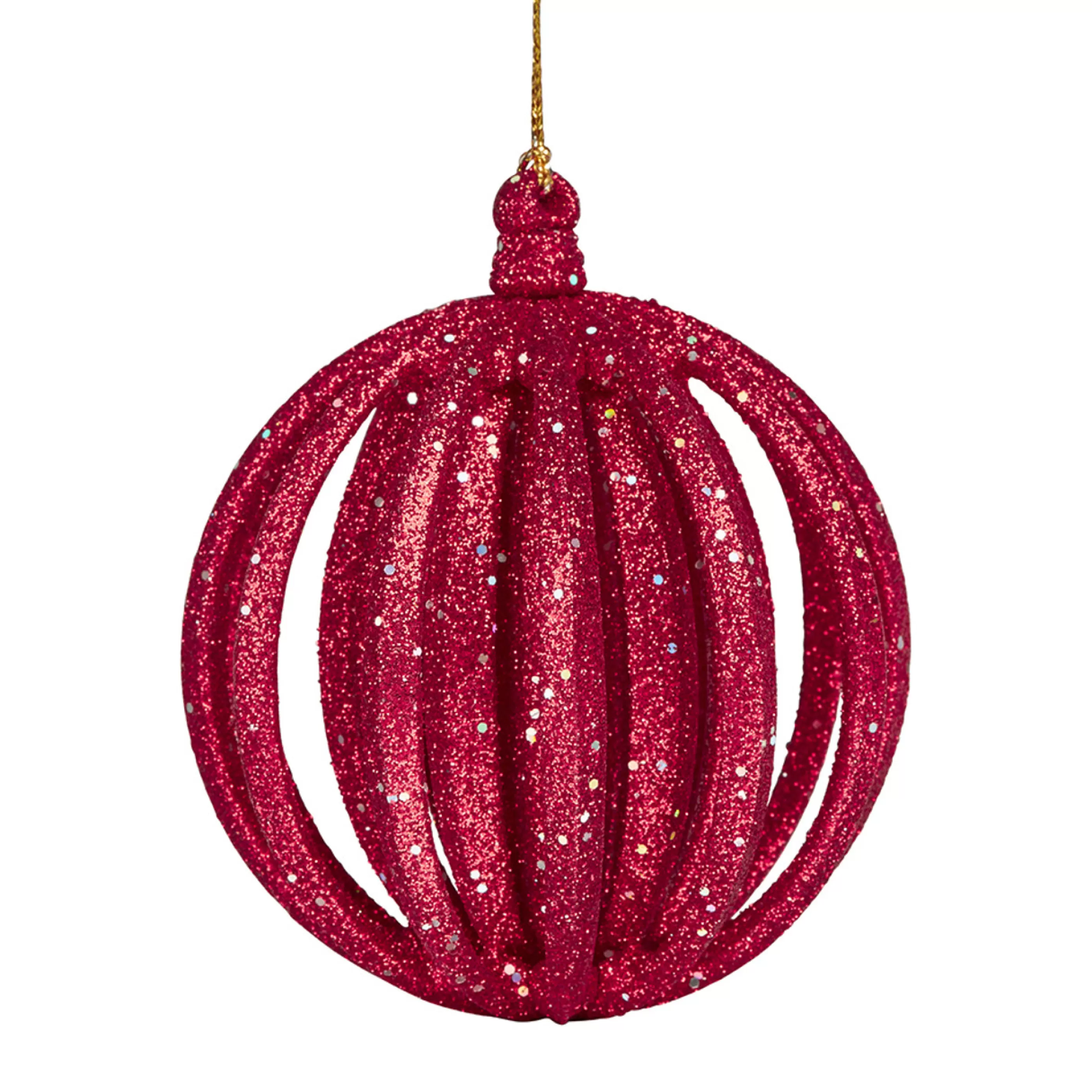 * Hanging Christmas Ornaments | Red Glitter Layered Ornament - 7.5Cm