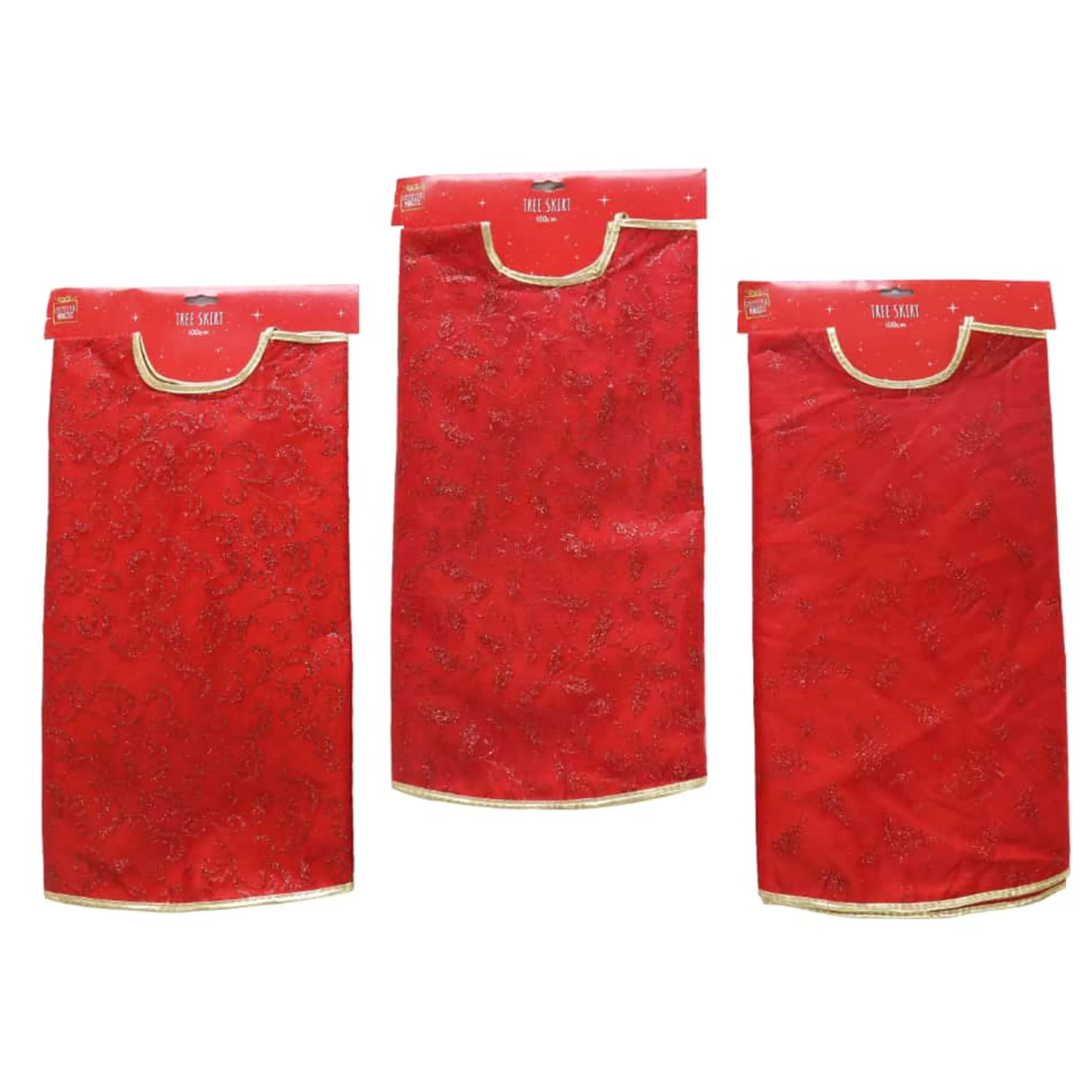 Outlet * Red Glitter Organza Tree Skirt (3 Styles) - 100Cm