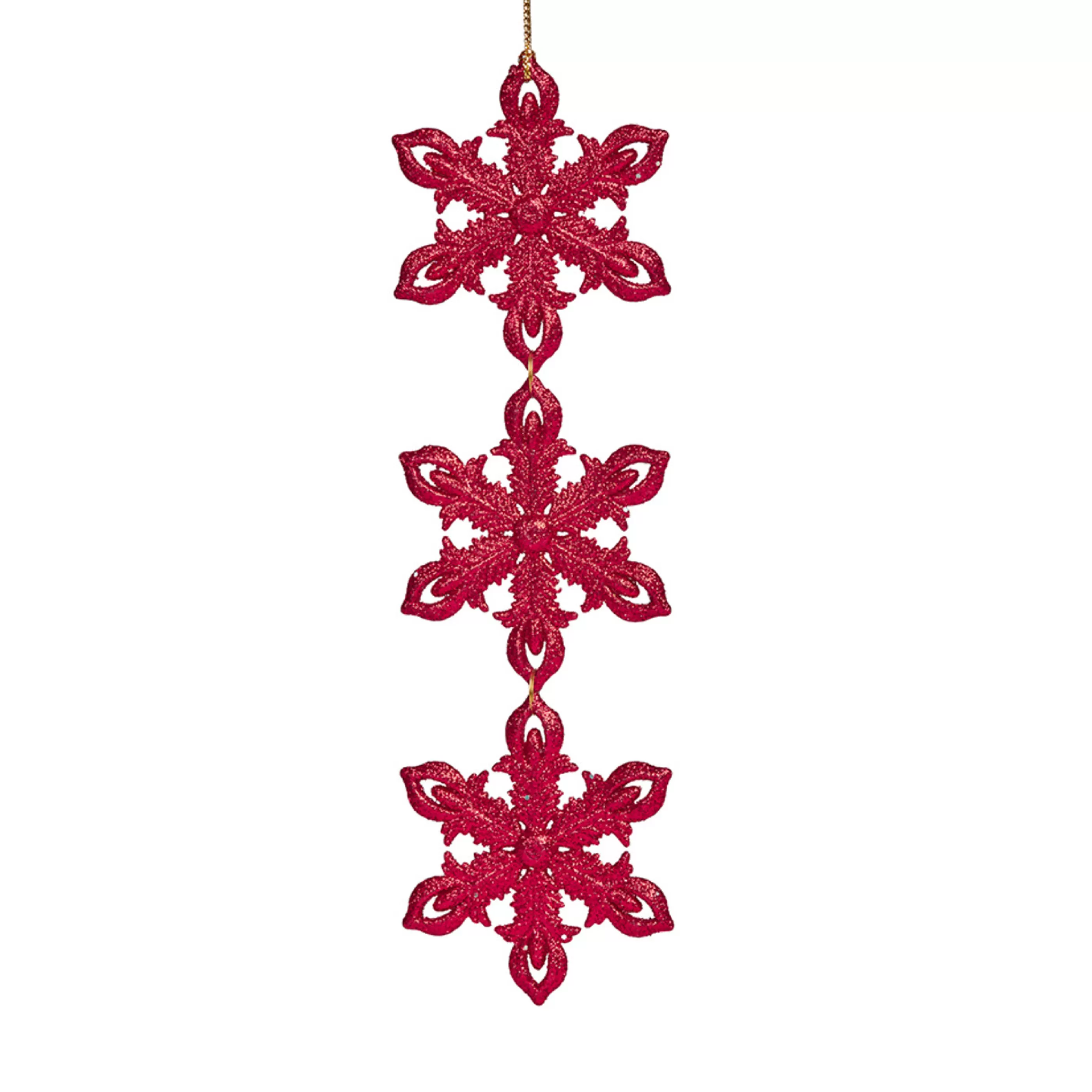 * Hanging Christmas Ornaments | Red Glitter Star Drop Ornament - 20.5Cm