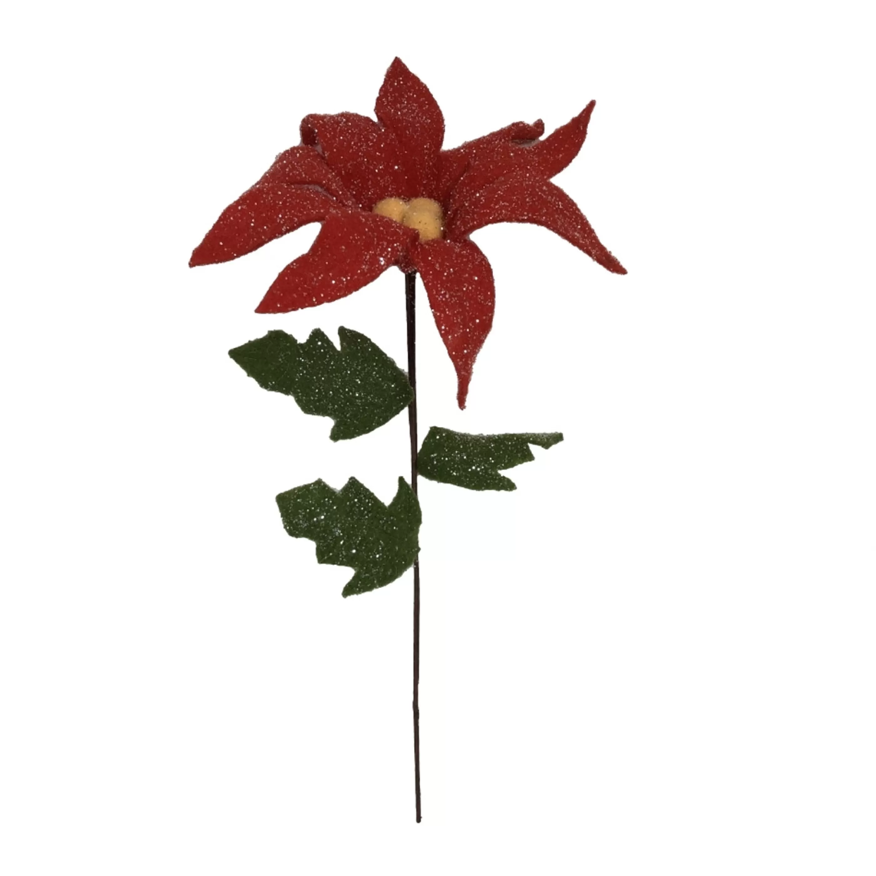 * Floristry | Red Glittered Fabric Flower Stem - 56Cm