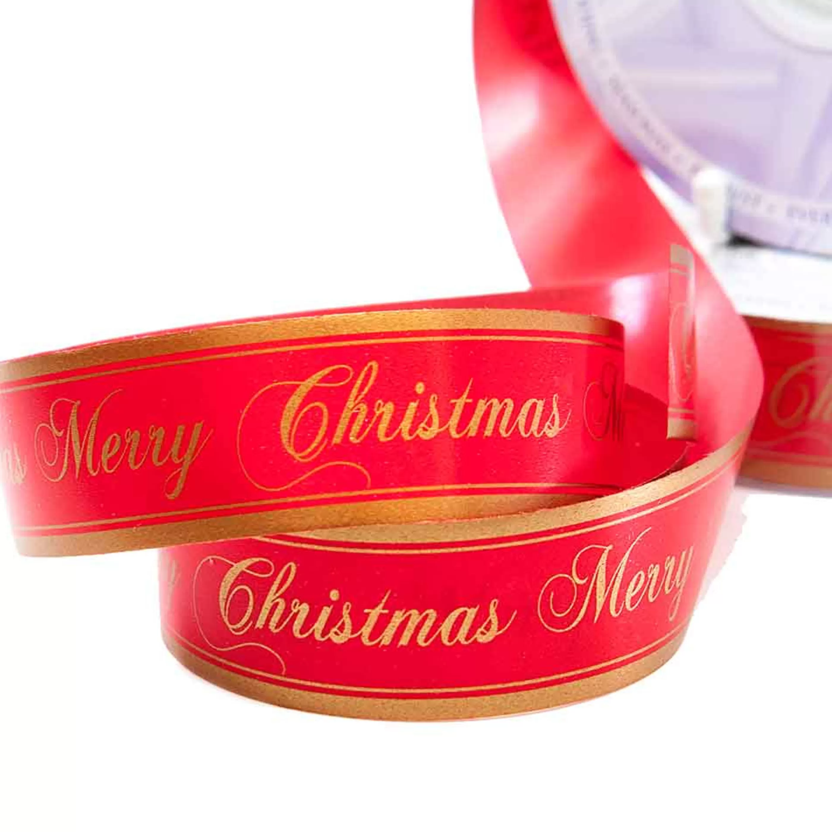 Cheap * Red Gold Satin Merry Christmas Ribbon - 20M