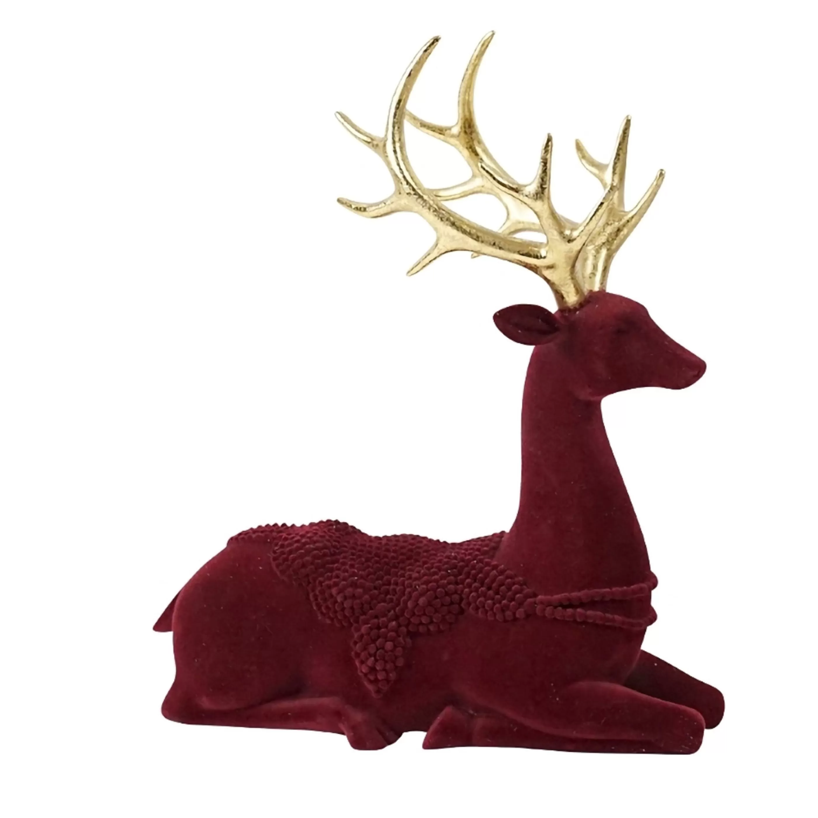 * Table Top Decorations | Red Gold Velvet Reindeer (2 Styles) - 29Cm