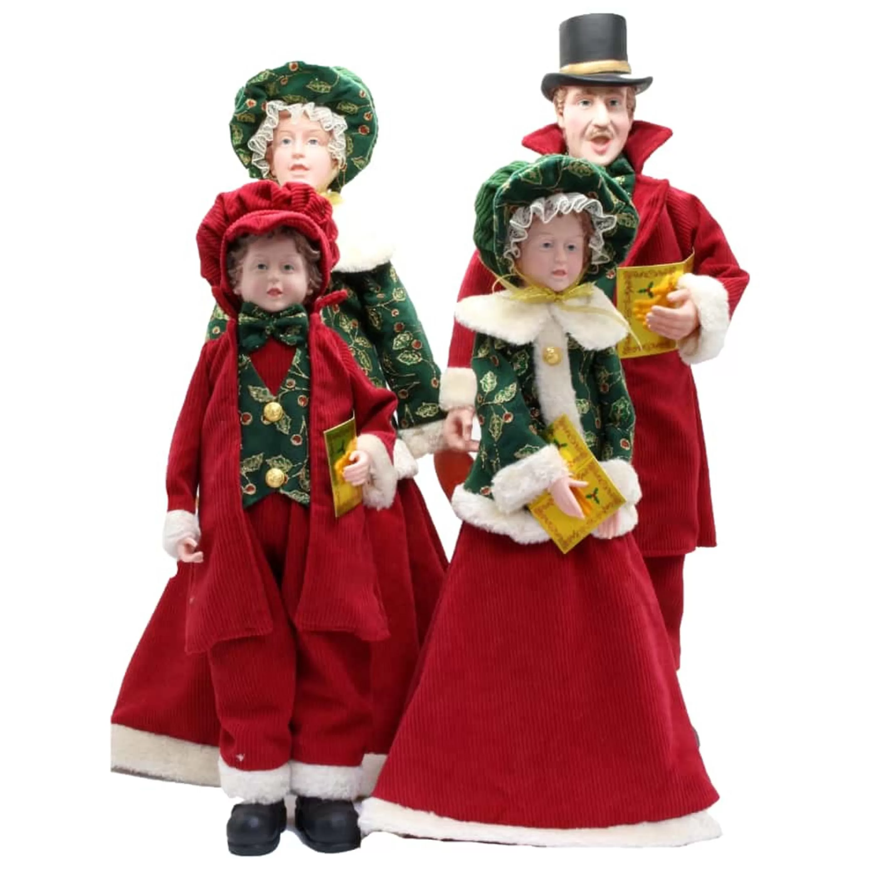 * Table Top Decorations | Red Green Christmas Caroler Family (Set Of 4) - 65Cm