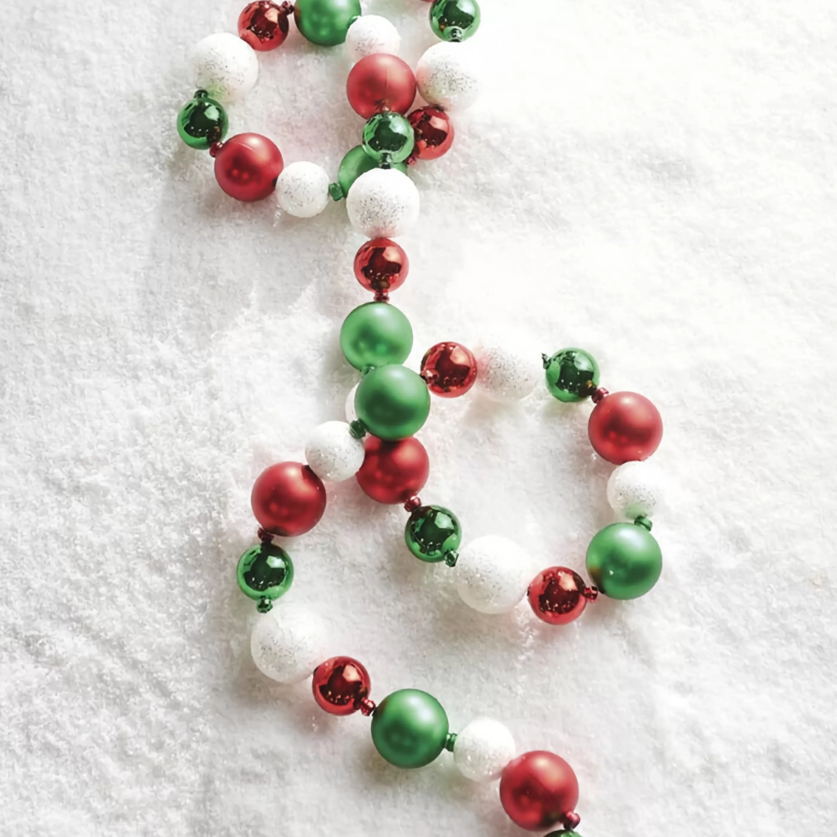 RAZ Imports Hanging Christmas Baubles | Red Green White Bauble Garland - 1.8M