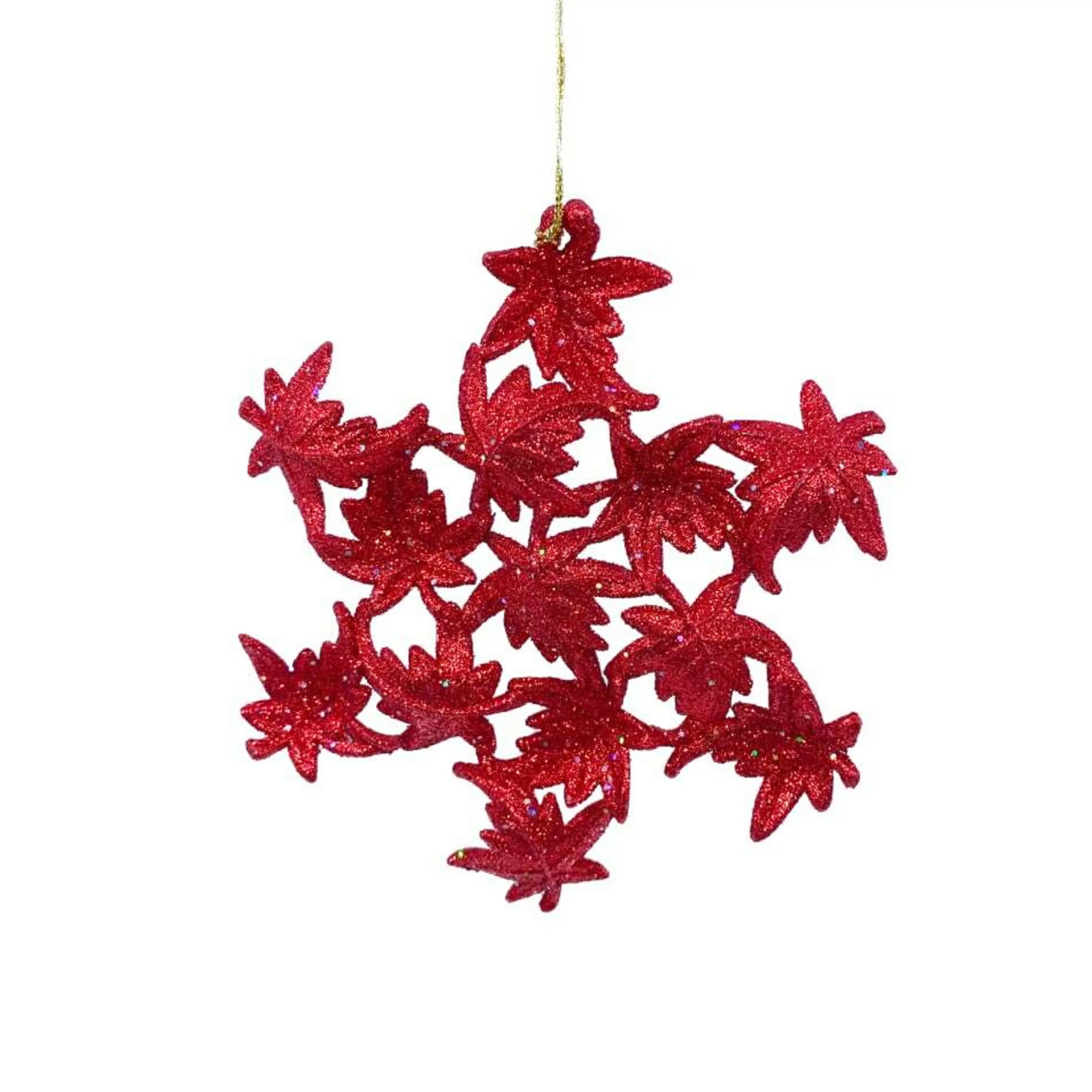 * Hanging Christmas Ornaments | Red Leaf Star Ornament - 15Cm