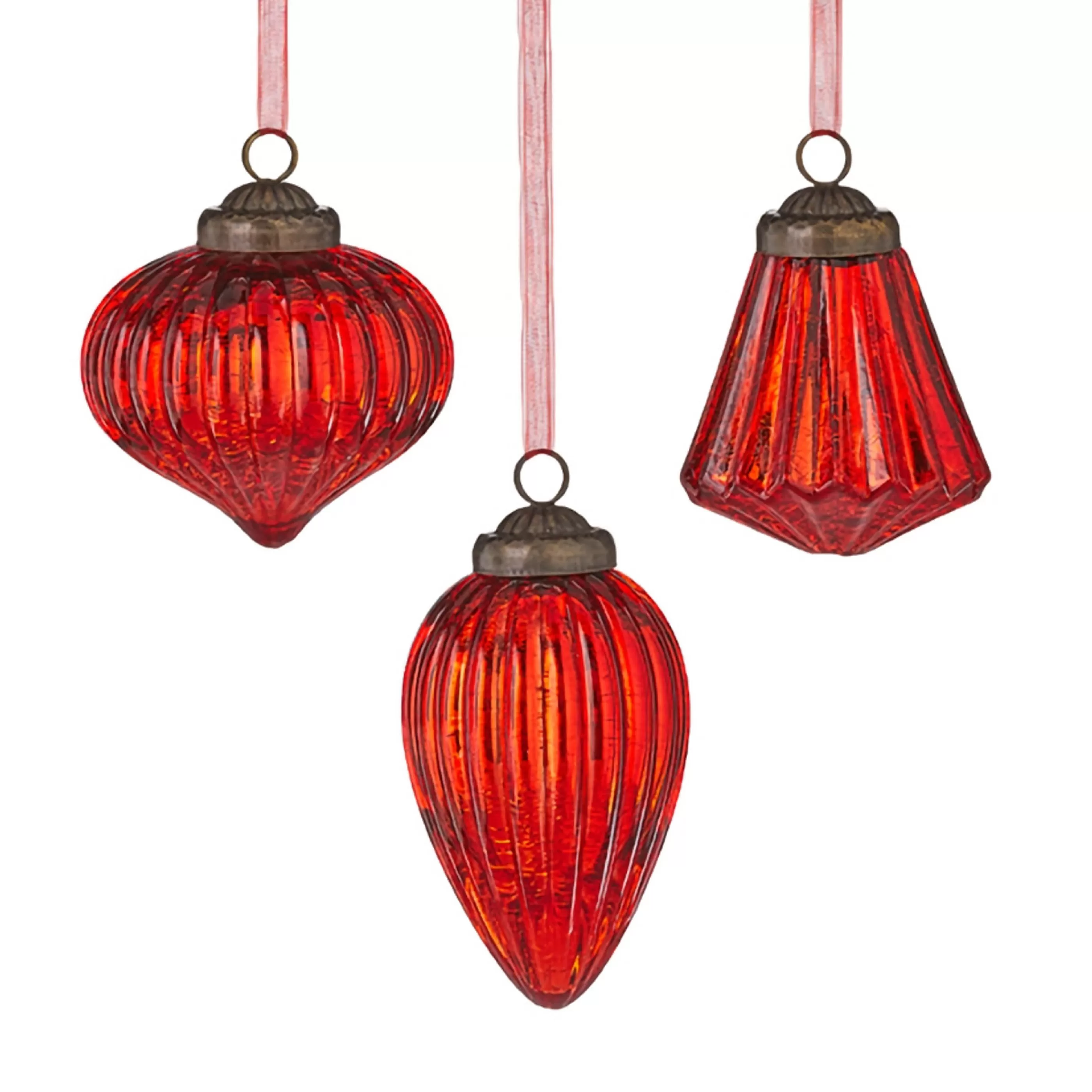 RAZ Imports Glass Ornaments | Red Mercury Glass Ornament (3 Styles) - 11Cm