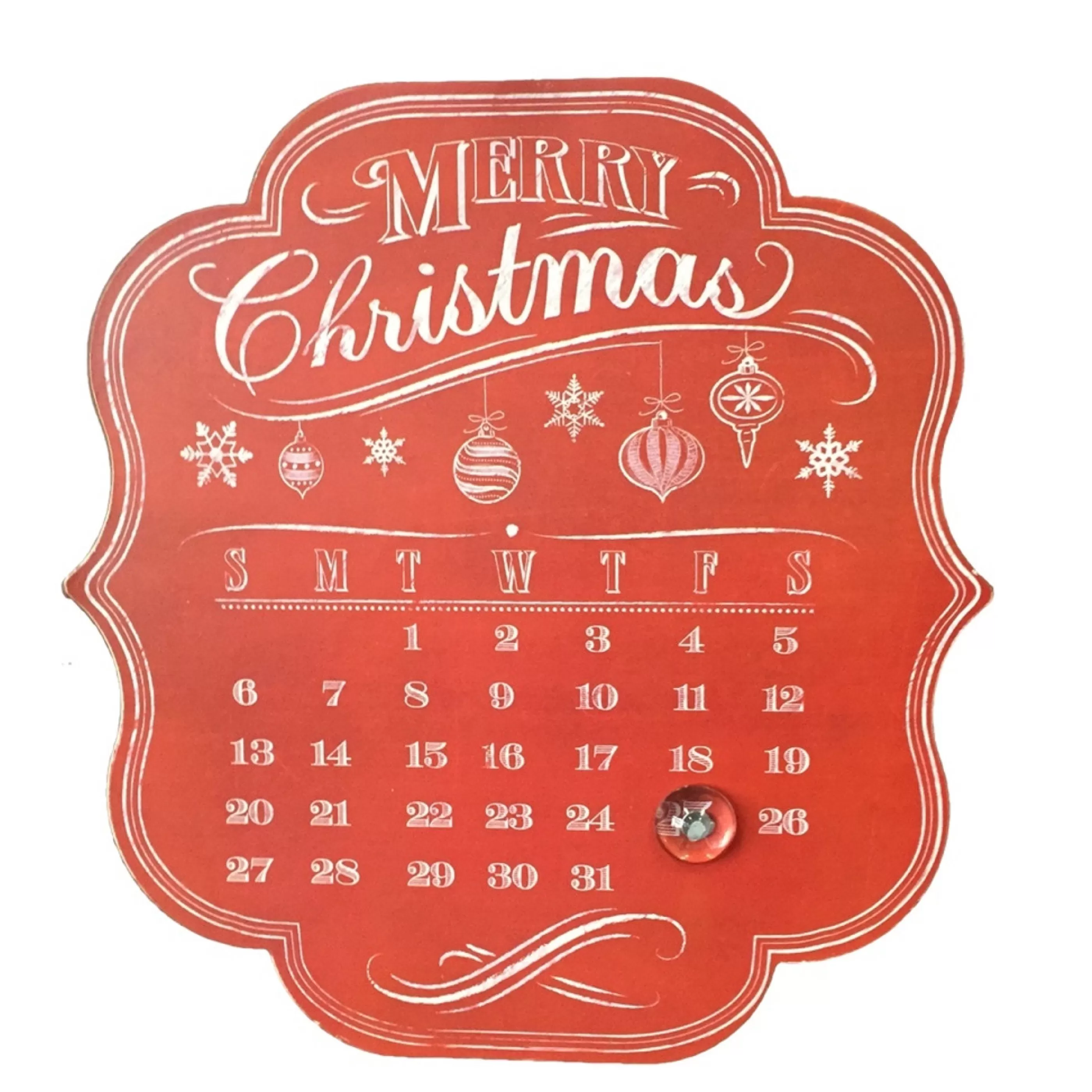 Hot Roman Red Metal Magnet Advent Calendar - 34Cm