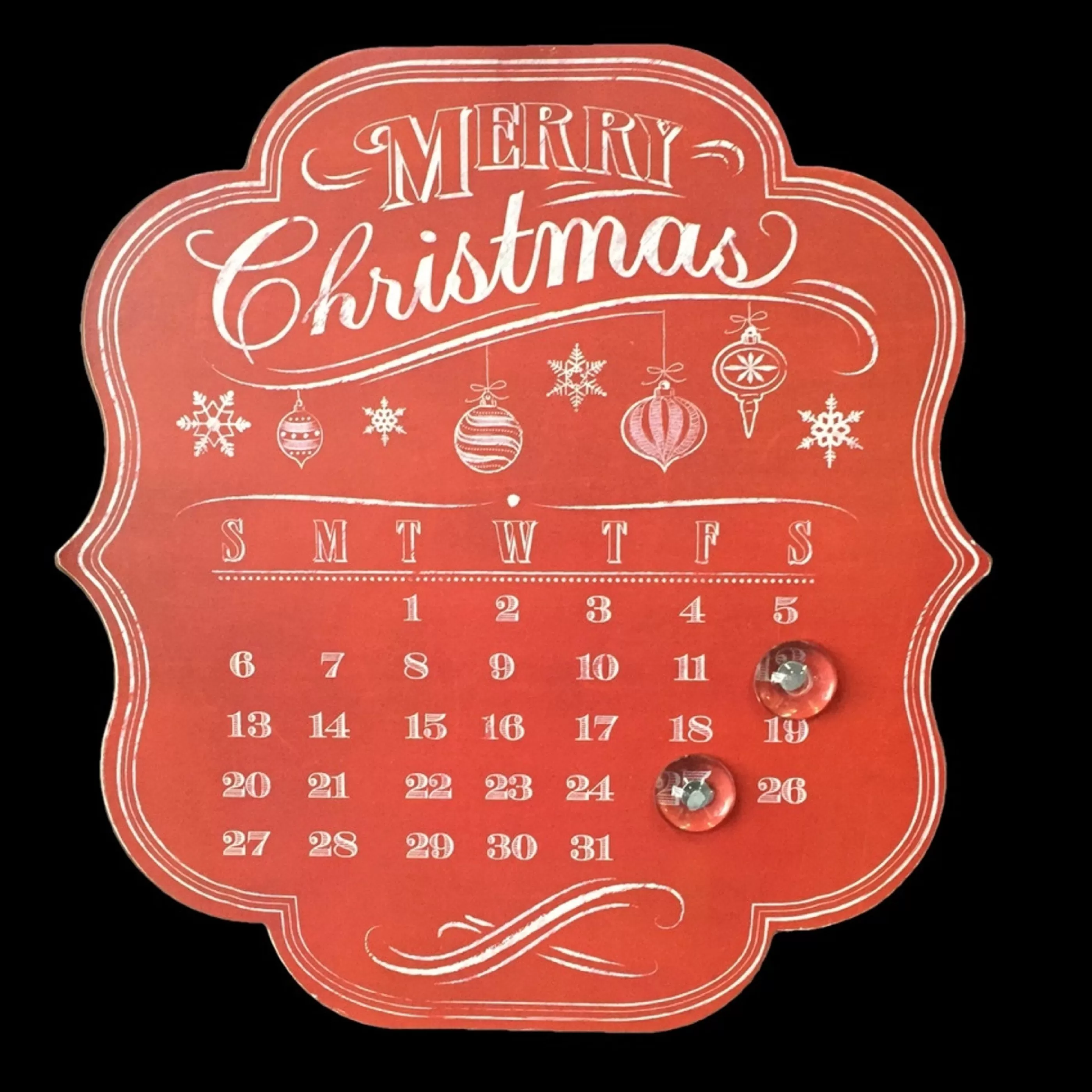 Hot Roman Red Metal Magnet Advent Calendar - 34Cm